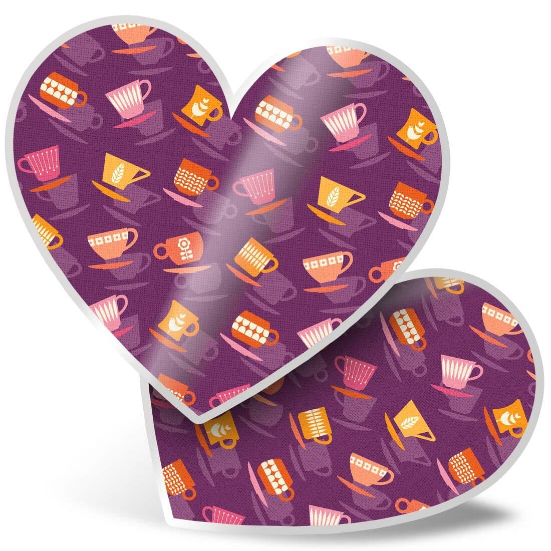 2 x Heart Stickers 15 cm - Cup and Saucer Tea Coffee #12907