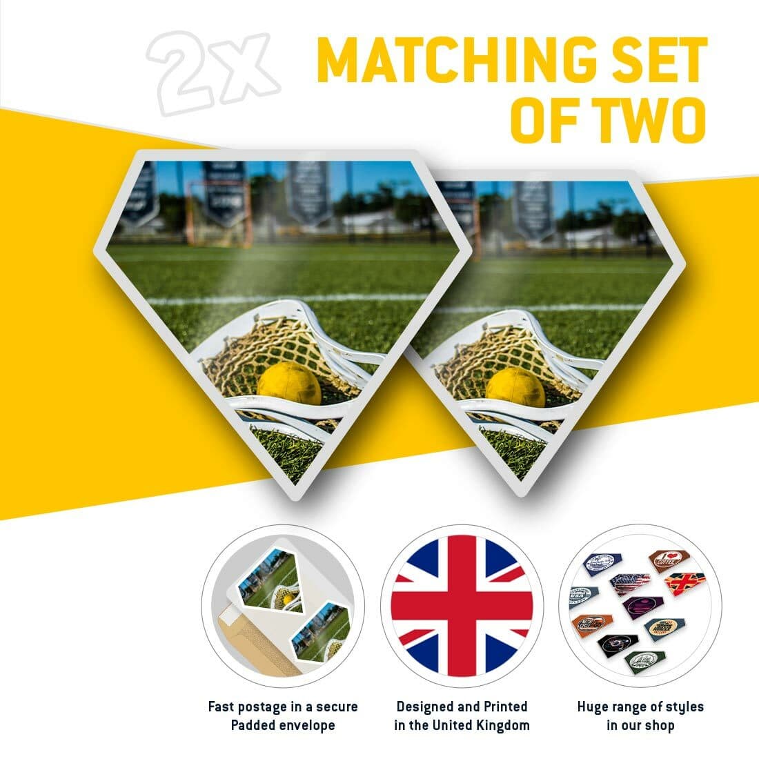 2 x Diamond Stickers 10 cm  - Lacrosse Stick Ball Player  #12585 view 2