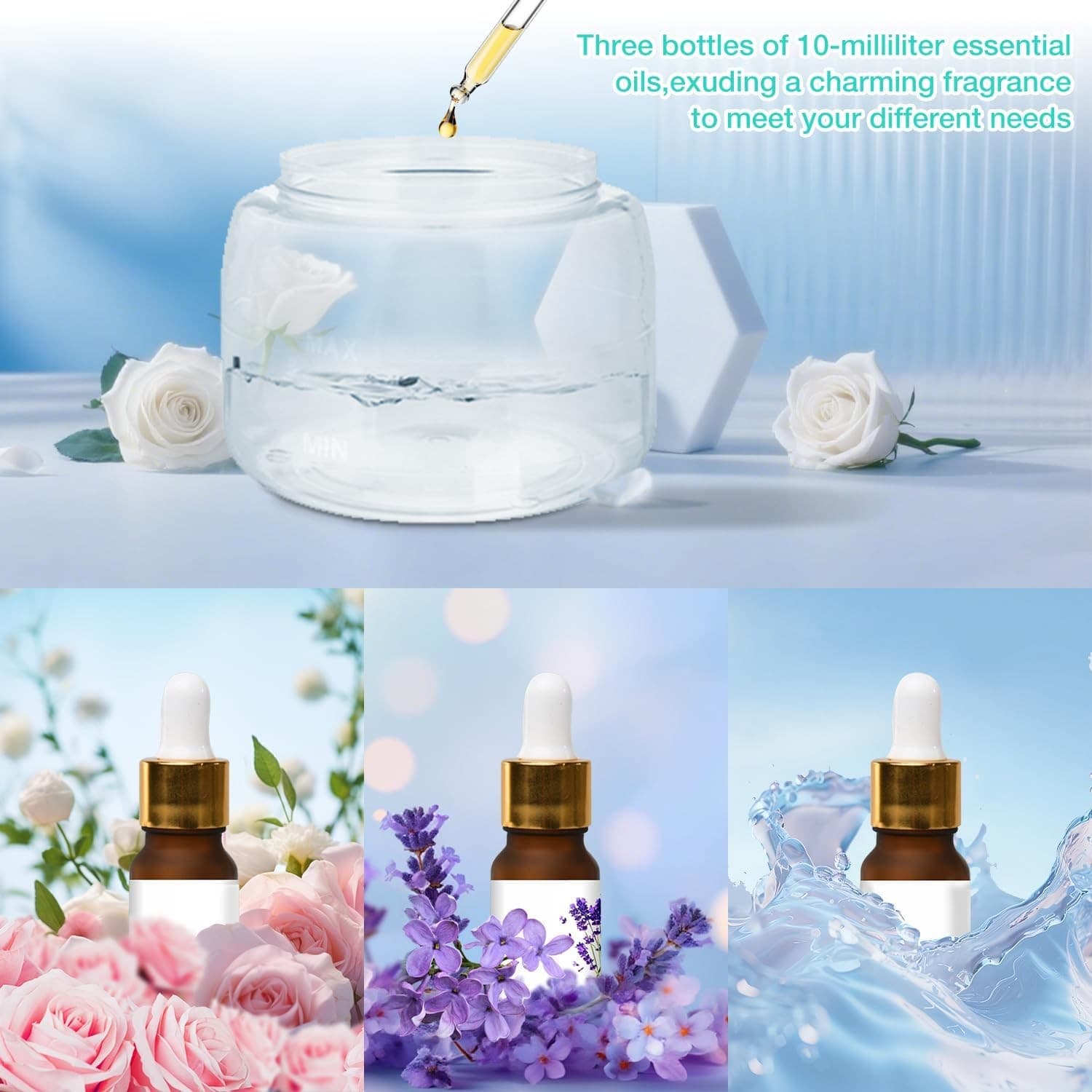 Air Filter Aroma Diffuser Ioniser with 30ml Essential Oils| Water Air Purifier view 2