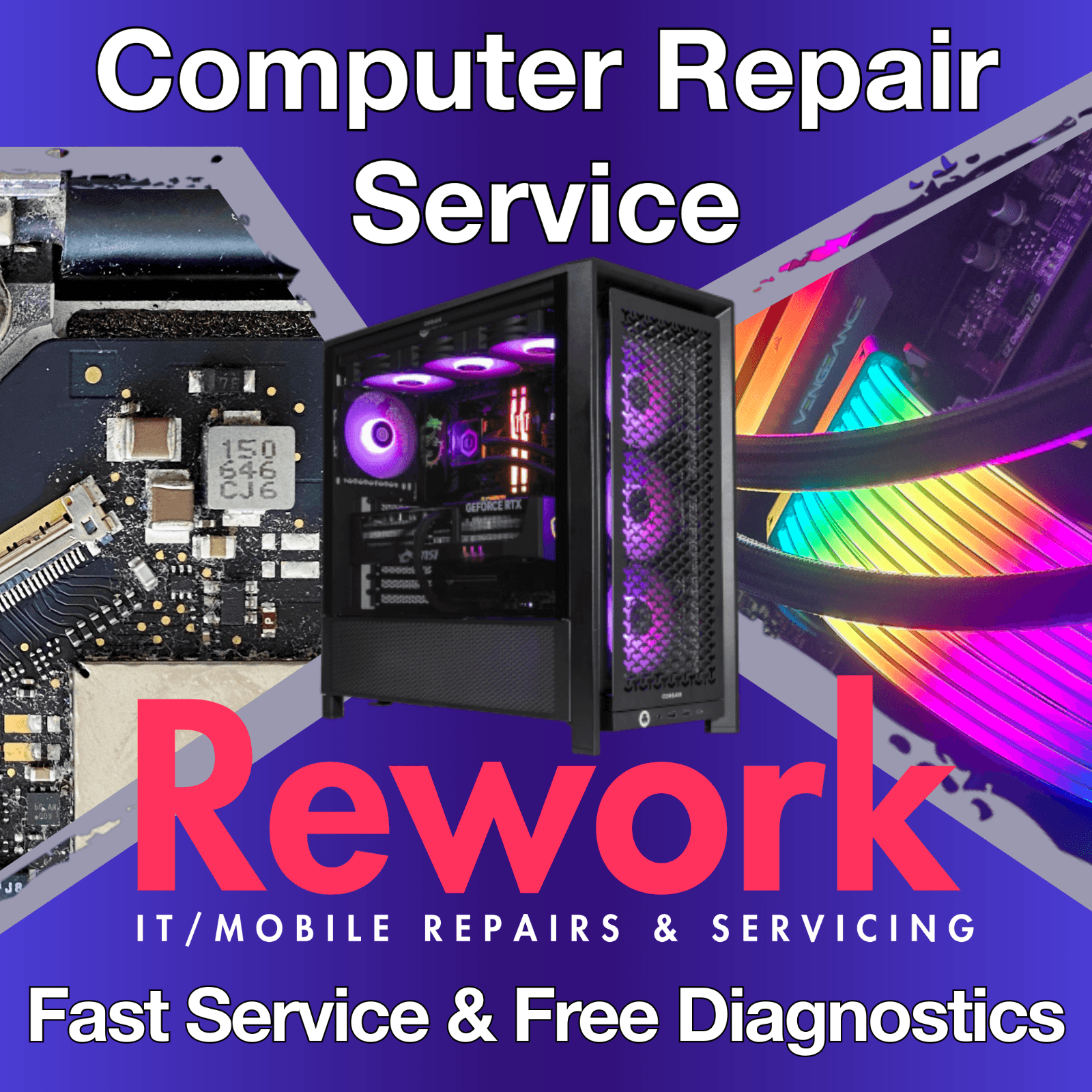 Computer / PC Repair Service - Water Damage| Motherboard| Power| Memory| CPU