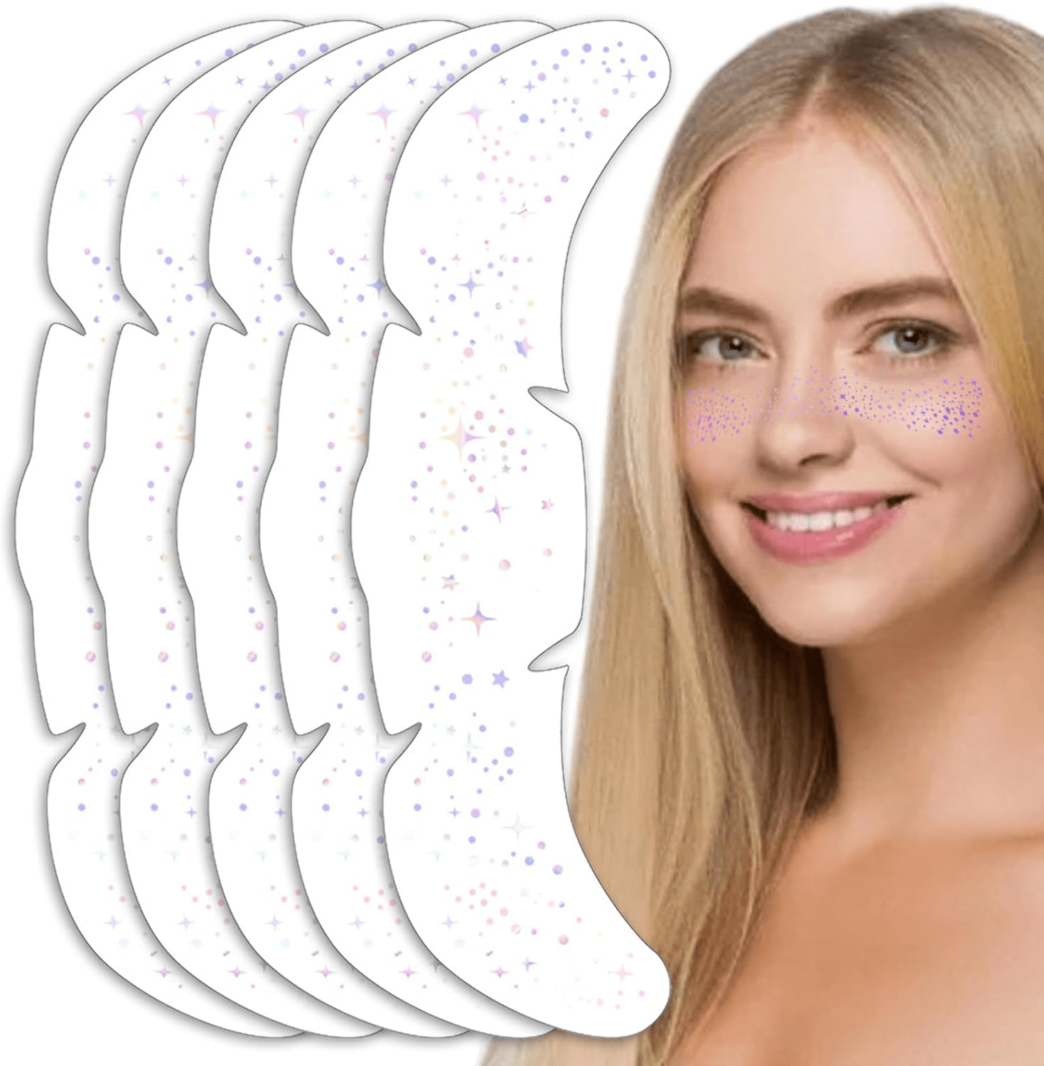 Glitter Freckles Face Tattoo| 5PCS Star Freckles Glitter Tattoos Purple| Festiva