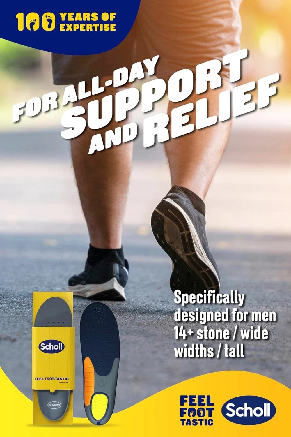 Dr. Scholl's Heavy Duty Support Insoles for Men,Big&Tall Men 90+kg,UK Size 7-12 view 2