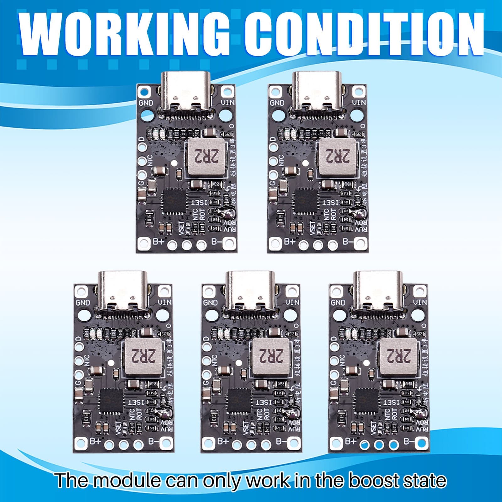 1X(5Pcs Type-C 3.7V 3S Lithium Battery Charging Boost Module Support QC1394 view 2