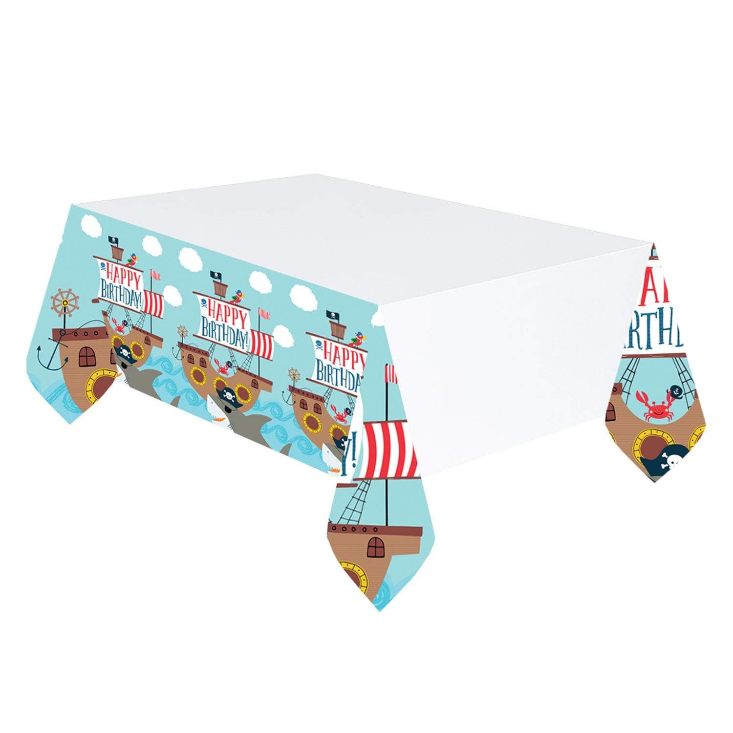 Amscan International Amscan 572219 Printed Plastic Table Cover| 1 Piece| Ahoy Bi