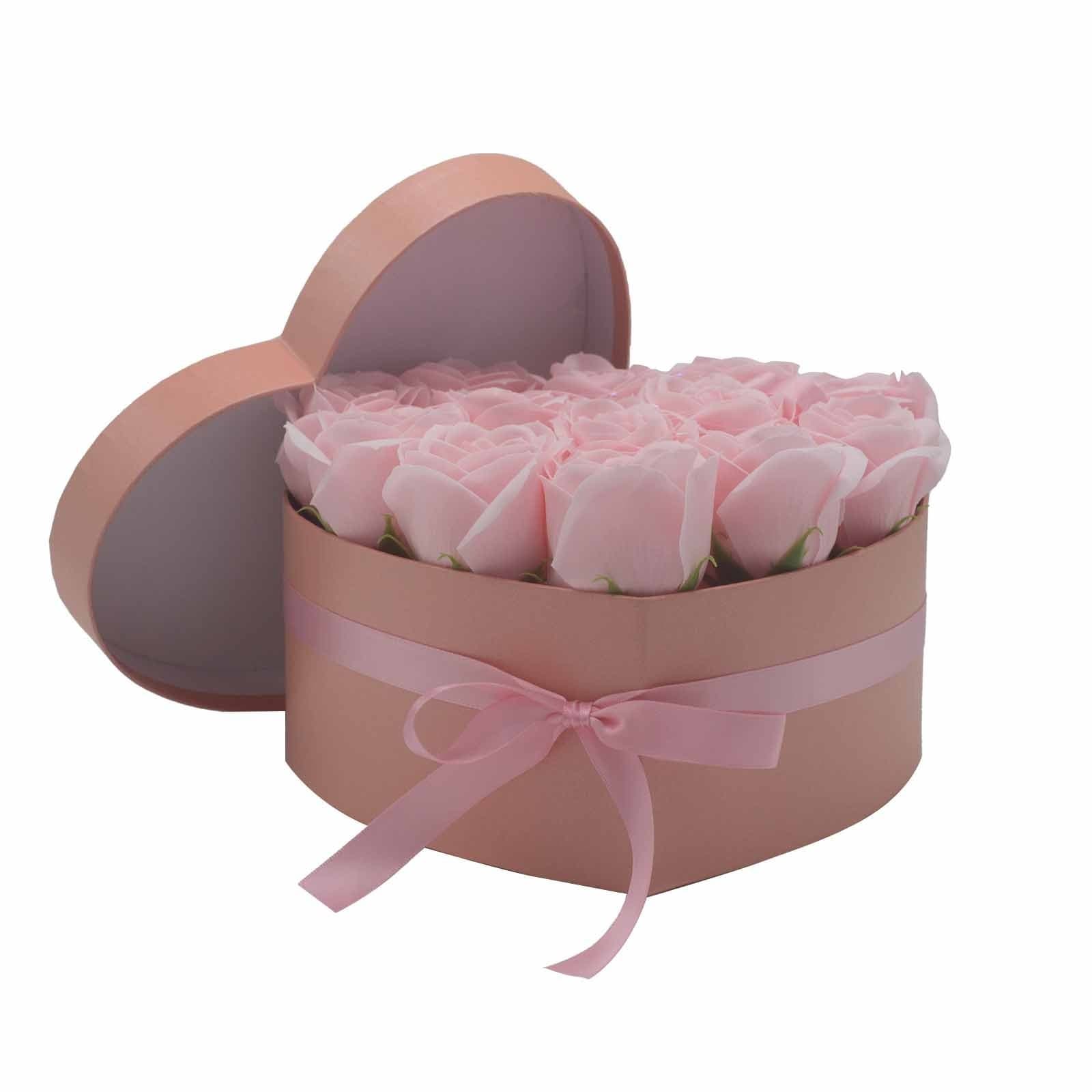 Pink Roses  Heart Soap Flower Gift Bouquet -  13 Pink Roses  Heart