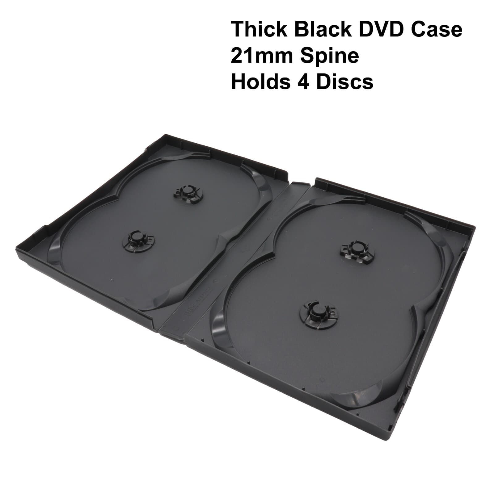 Double Single Quad 8 Way - DVD Case Holder - 14mm Spine CD DVD Empty Black Clear