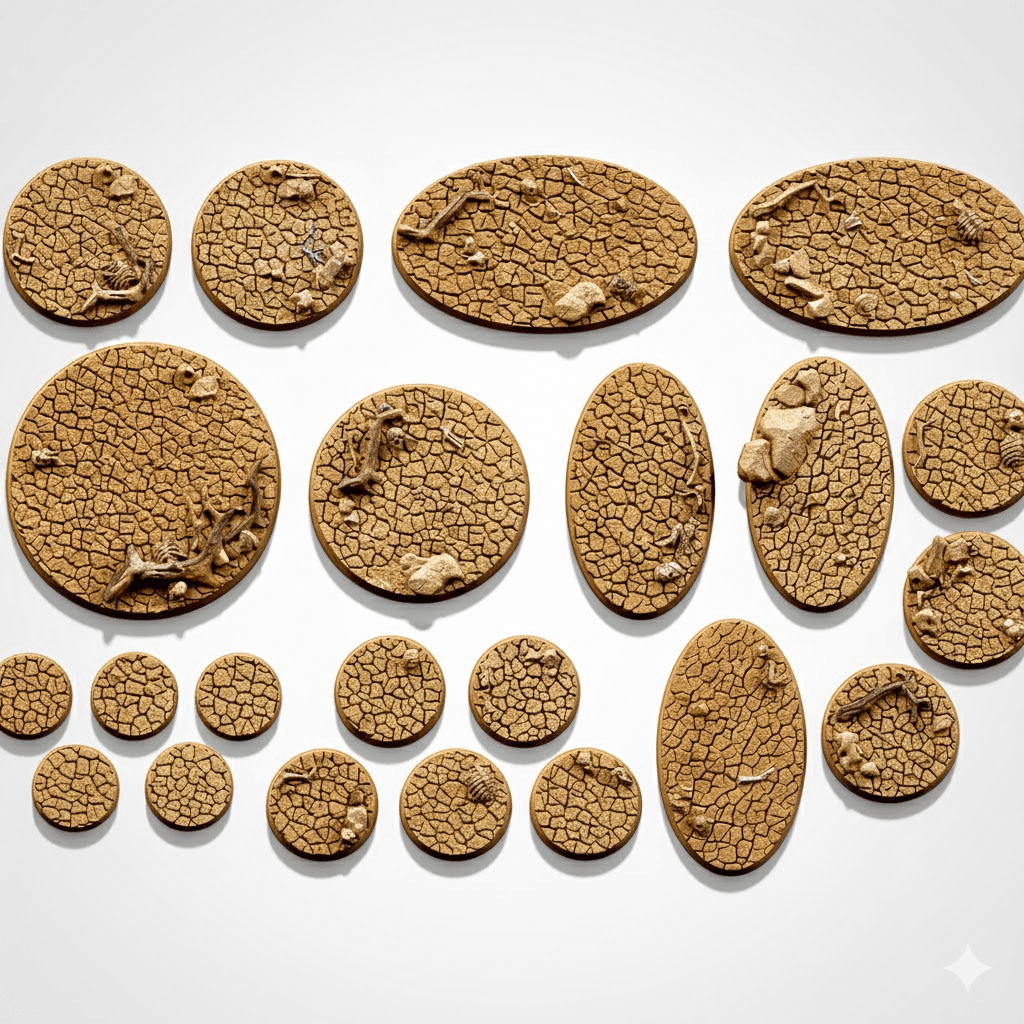 Dry Desert style scenic bases 25mm| 28| 32mm| 40| 50mm| 60mm| 80mm| round| oval