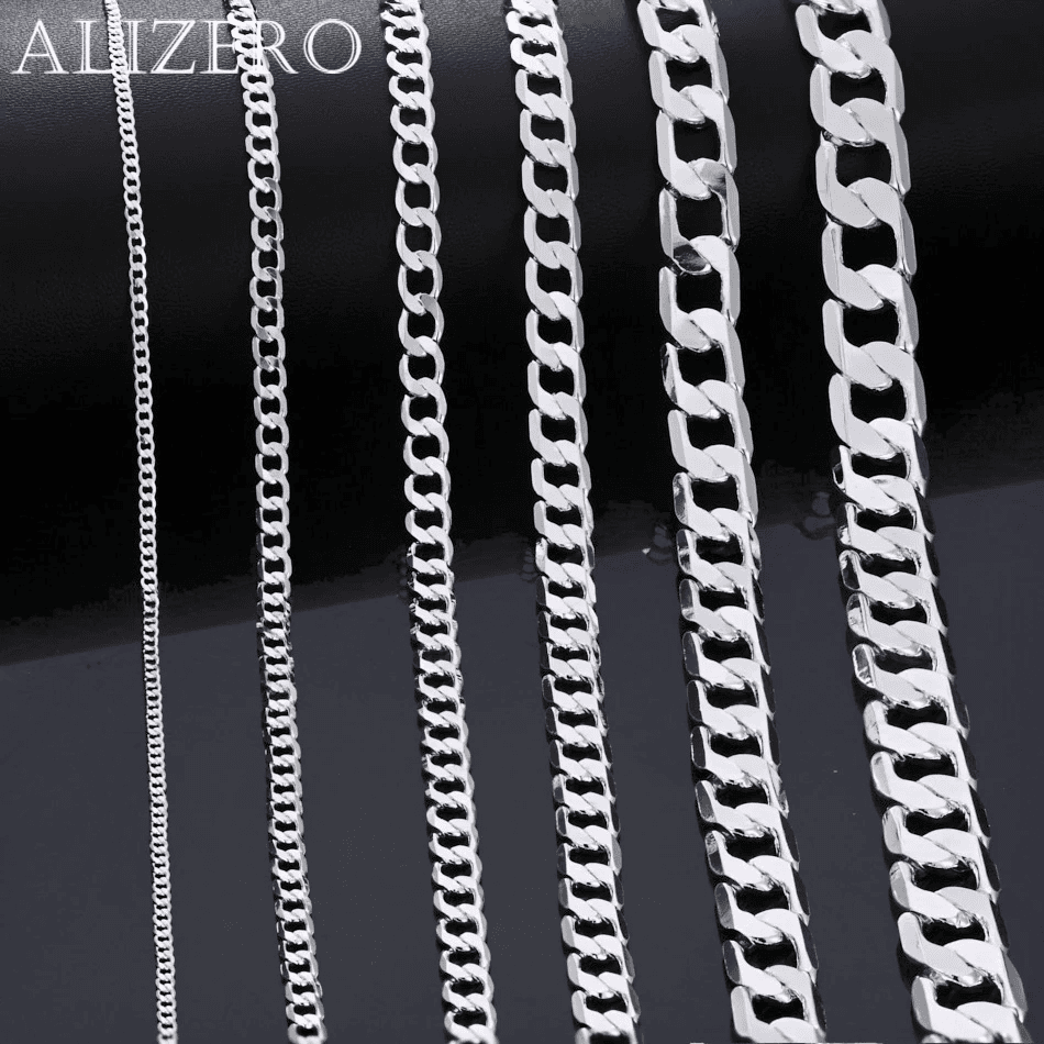 Wholesale 925 Sterling Silver Necklace Width 2-12MM Long 40-75Cm Lobster Clasp C