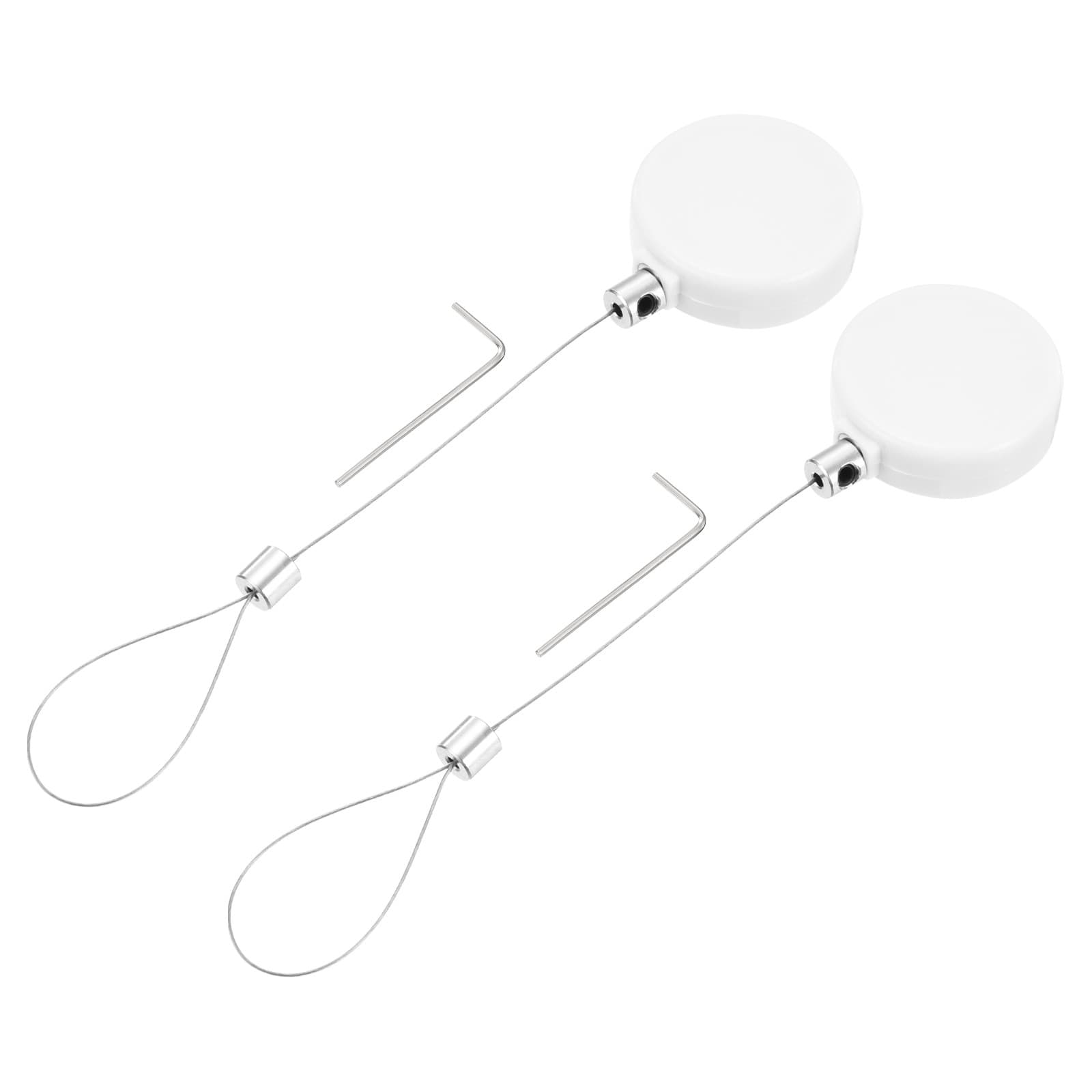 1.8ft Retractable Cable Security Lock with Latch Wrench| White| 2 Pack