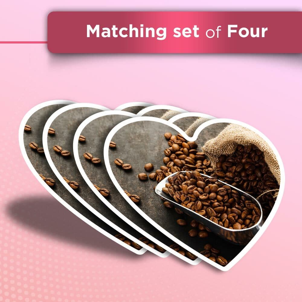 4x Heart Stickers - Bag of Coffee Beans and Scoop #21406 view 2