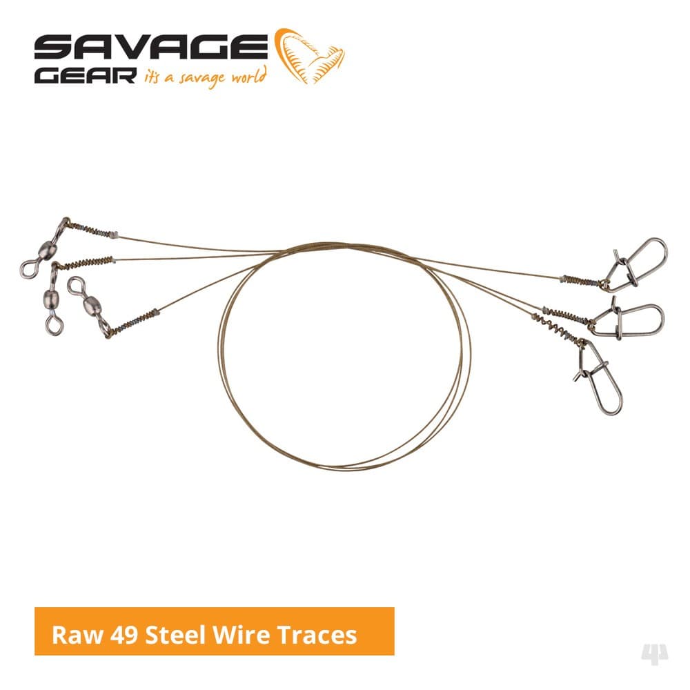 Savage Gear Raw 49 Steel Wire Traces - Pike Perch Zander Predator Lure Fishing