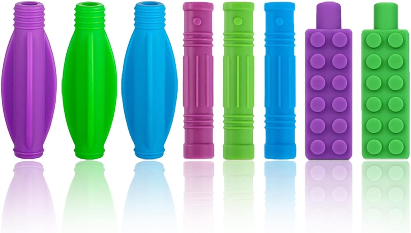 8 Packs Pencil Topper Chewy Silicone Pencil Chew Topper Sensory Kids Chewable P