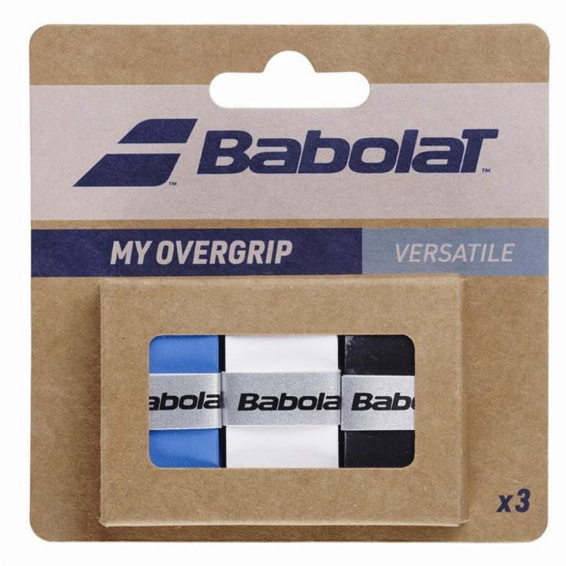 Babolat MY OVERGRIP Tennis Racket Over Grips - Pack of 3 - Black Blue White