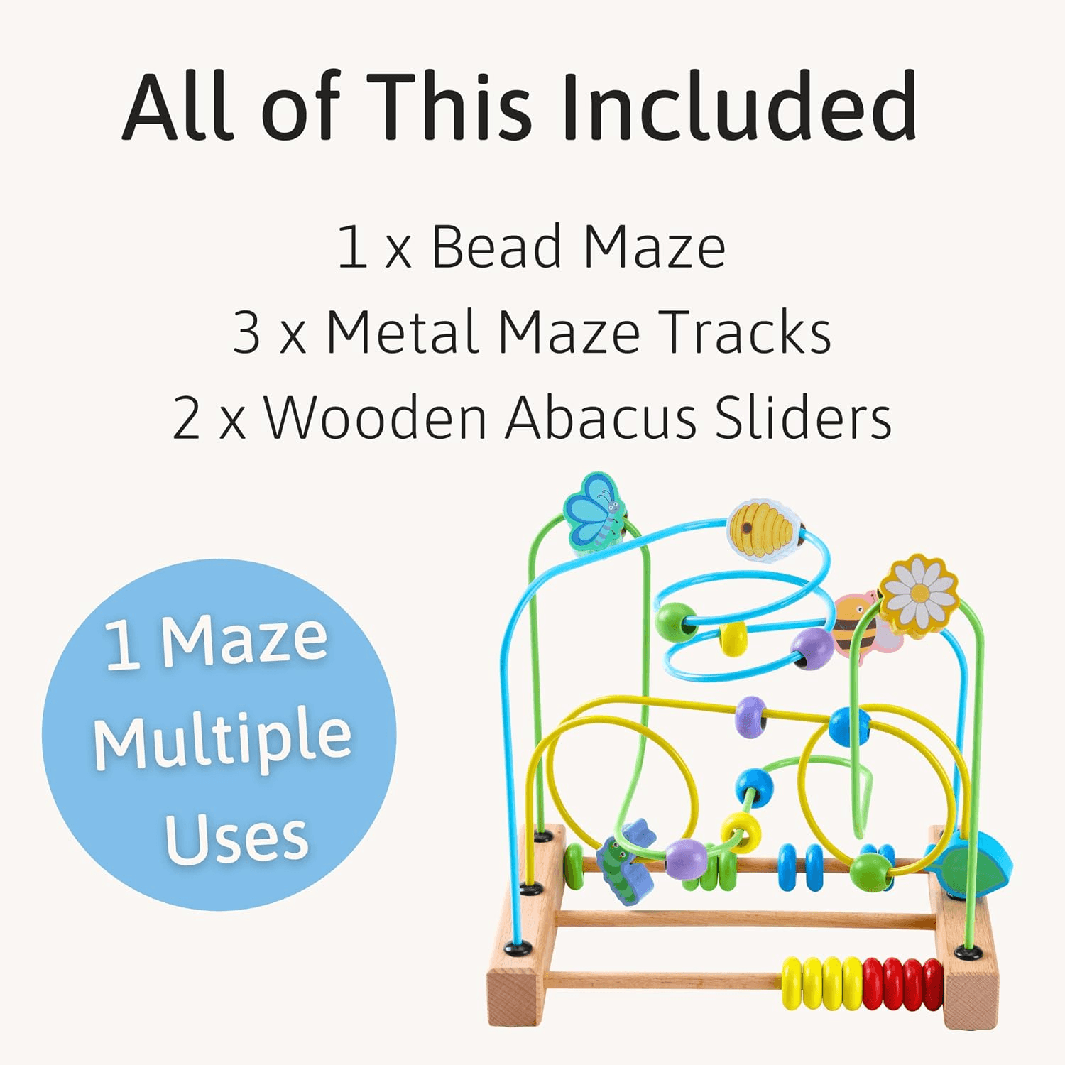 Activity Cube | Premium Wooden Activity Cube for Toddlers with Bead Maze and Aba view 2