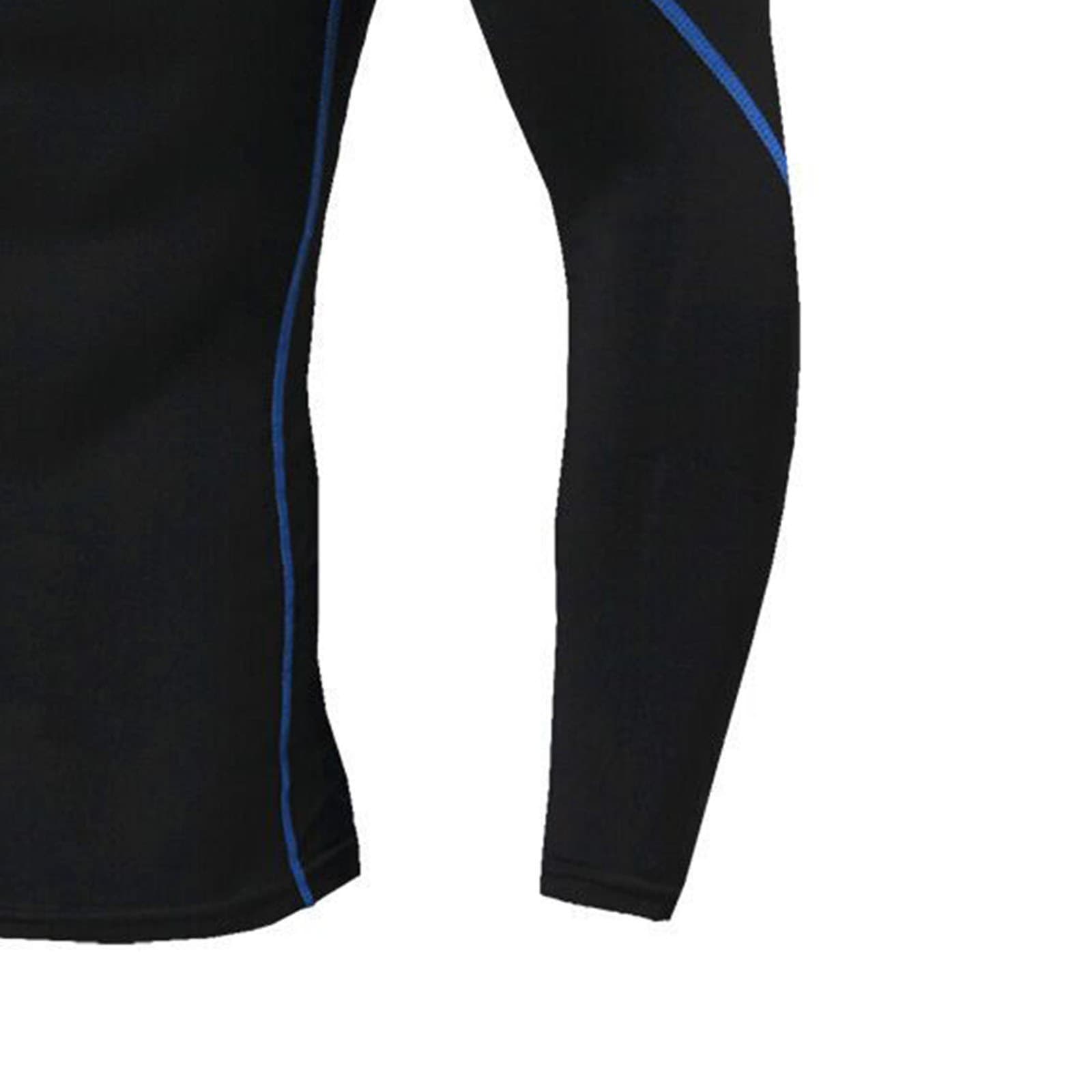 Black And Blue Lines L Men's High Elastic Compression Shirts Long Sleeves Sp NEW