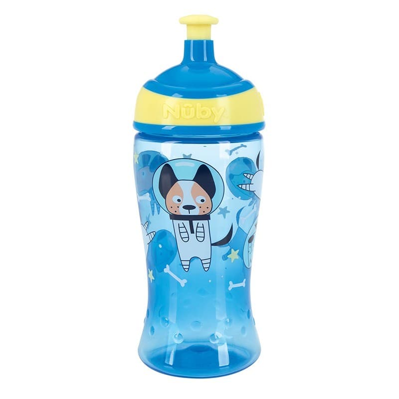Nuby Super Slurp Popup Water Bottle 360ml - 18+m BLUE