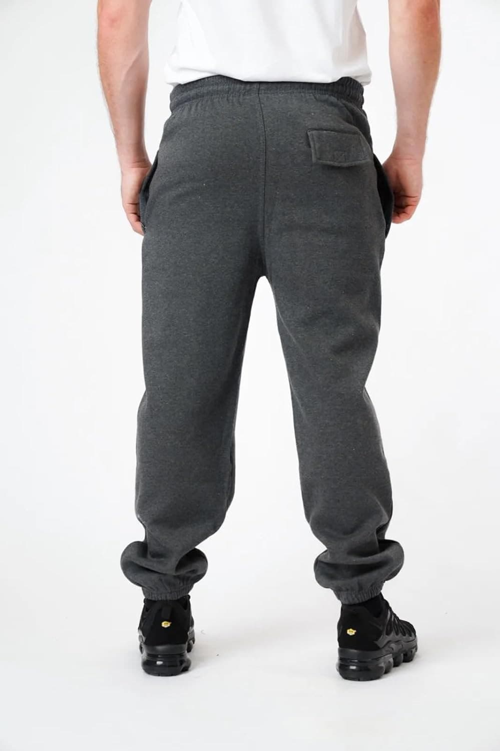 Mens Elasticated Joggers Cuffed Plain Brushed Fleece Inside Jogging Bottoms Zip view 2