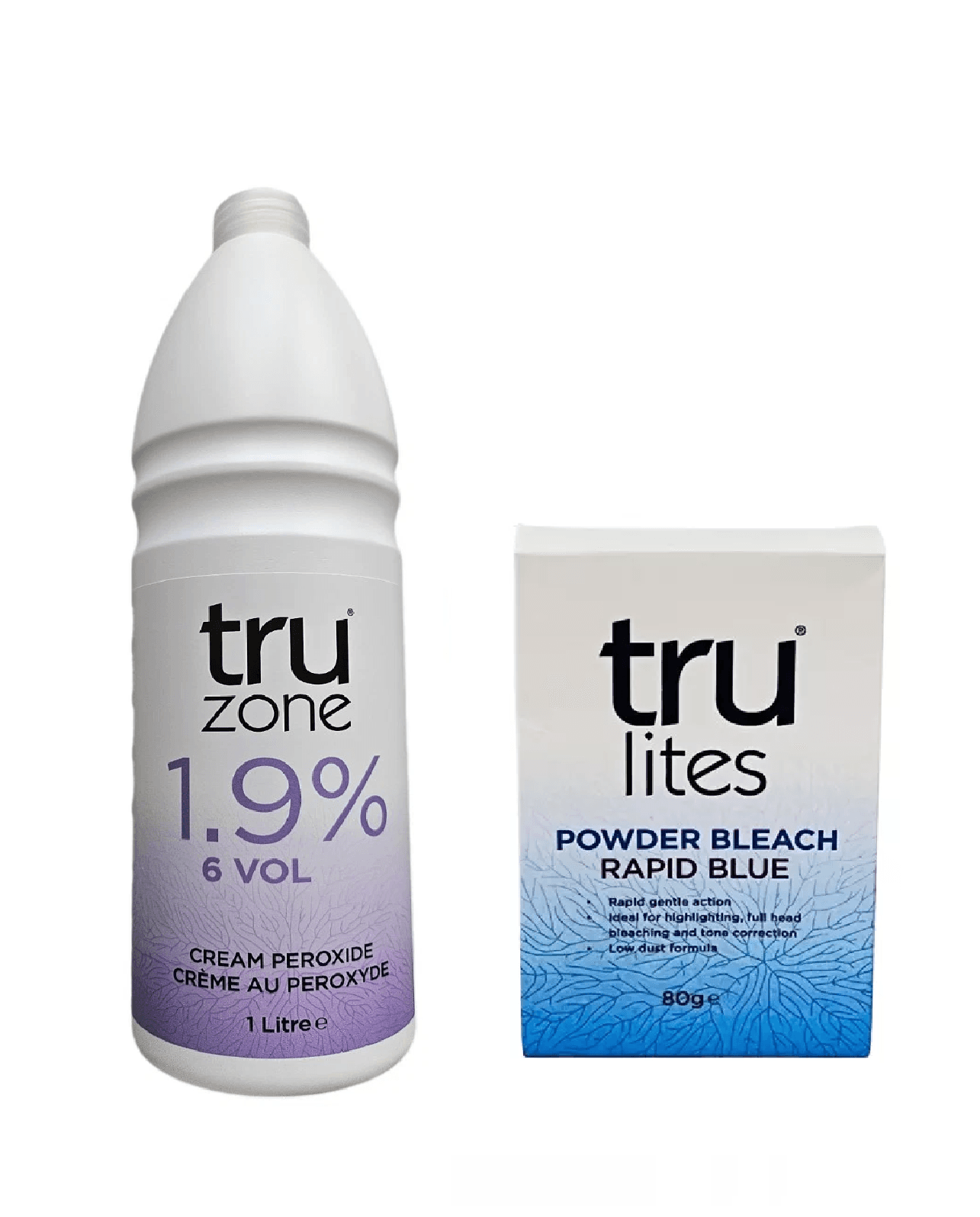 Truzone 1.9% 6vol Cream Peroxide 1L& Trulites Rapid Blue Powder Hair Bleach 80g