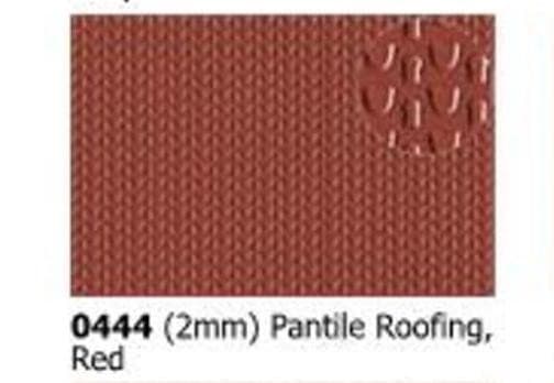 Slaters 0444 0.5mm x 300mm x 174mm 2mm Scale Pantile Roof Sheet Red Plastikard