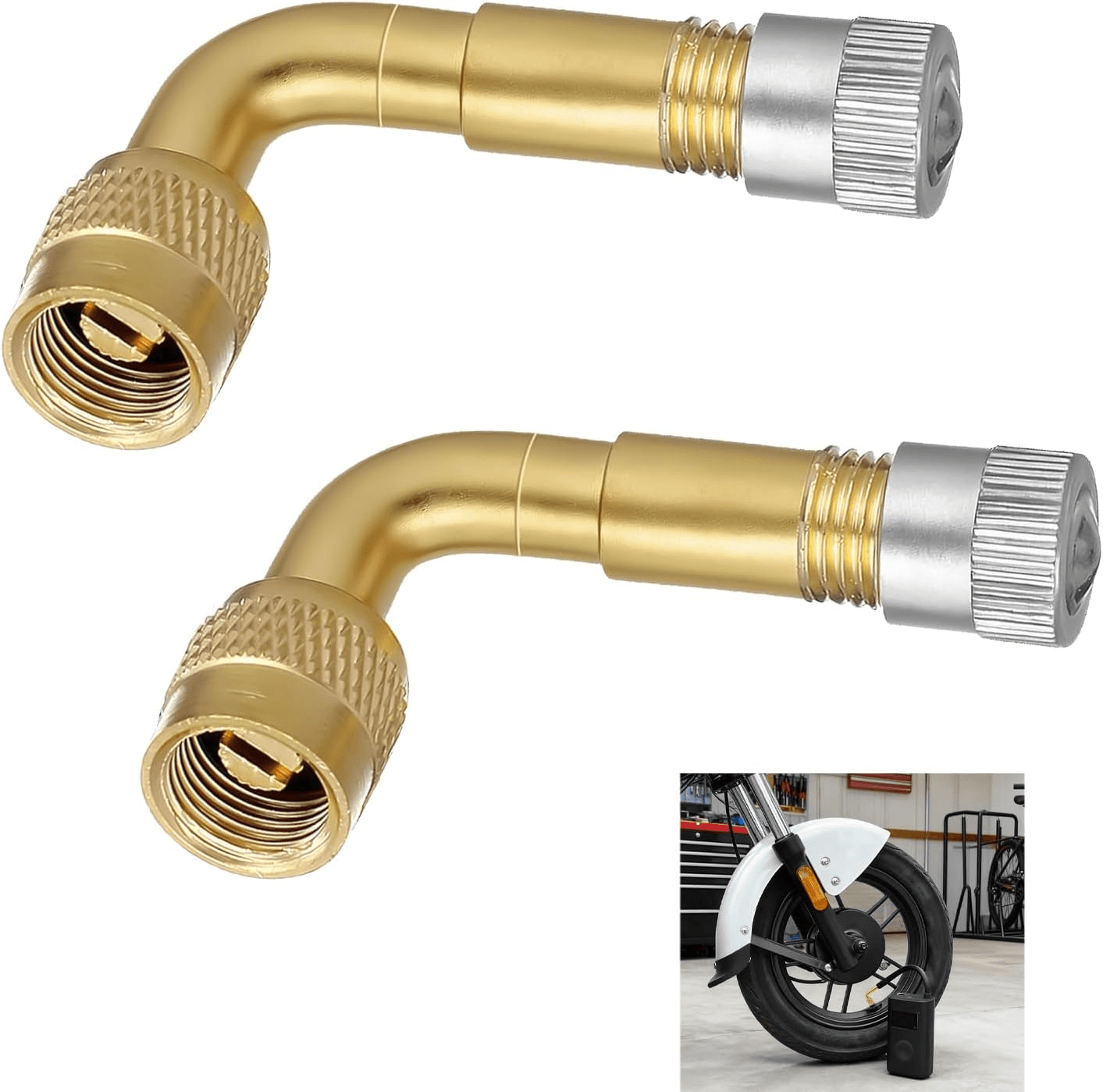 2 Pack Tire Valve Extension 90 Degree| Tyre Valve Extension Adapter| Brass Air T