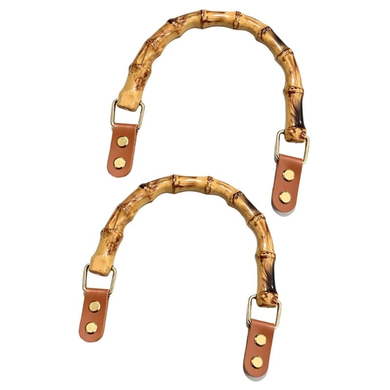 2Pcs Comfortable And Practical Curved Bamboos Bag Handle Strap Replacement