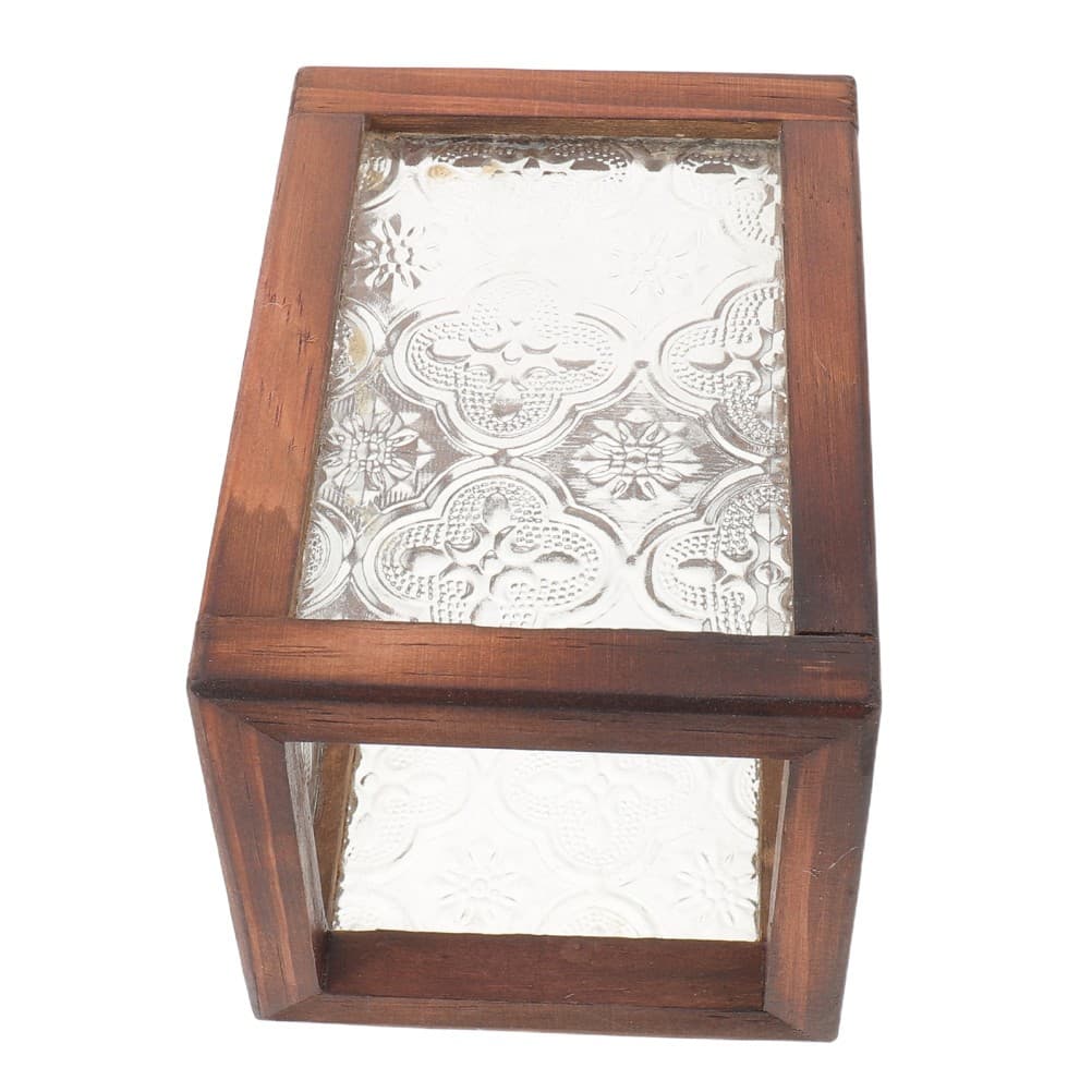 3pcs Glass Pen Holder: Clear Makeup Brush Cup with Wood Frame| Decorative