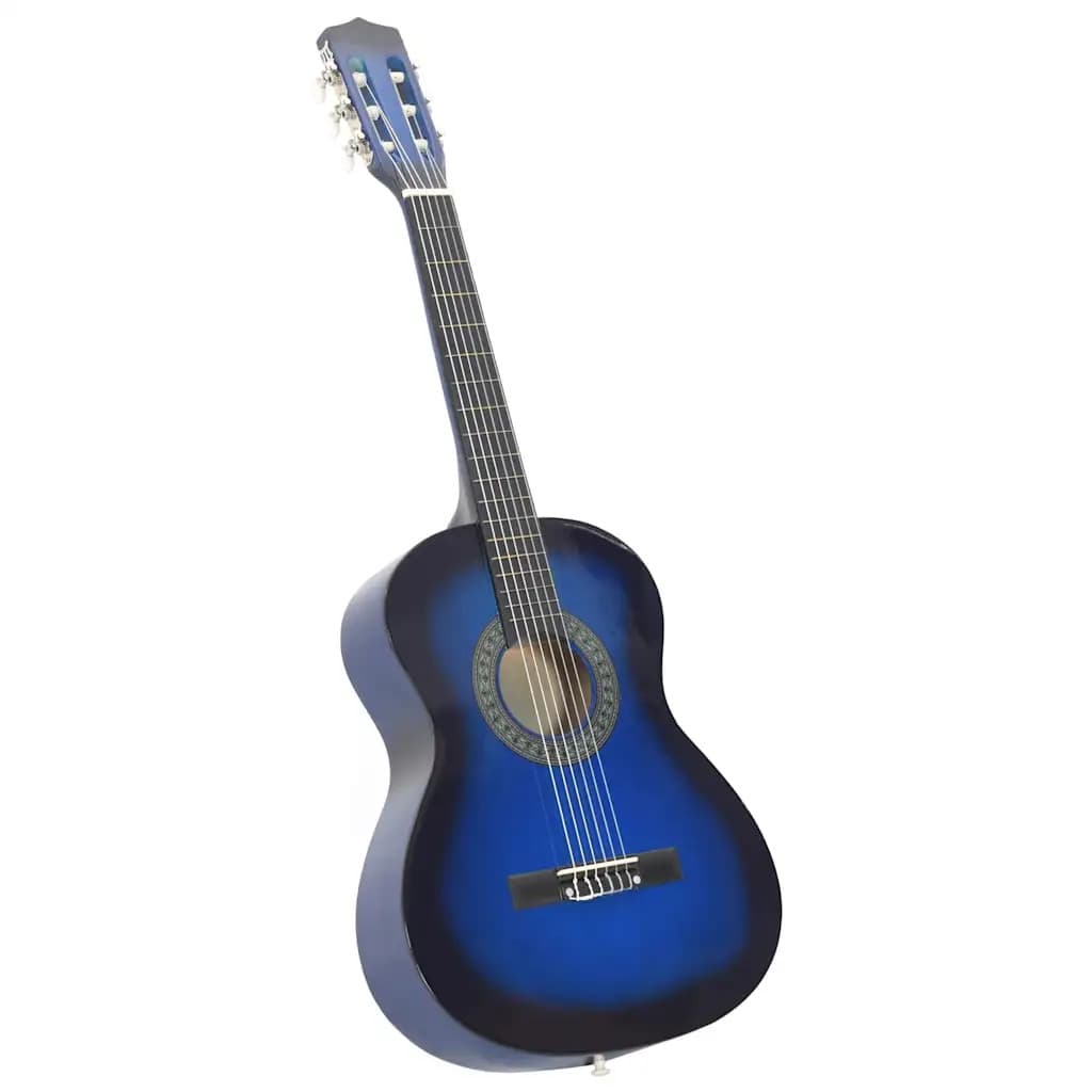 Classical Guitar Blue 3/4 36\" Basswood Beginner Set with Gig Bag and Picks Strings view 2