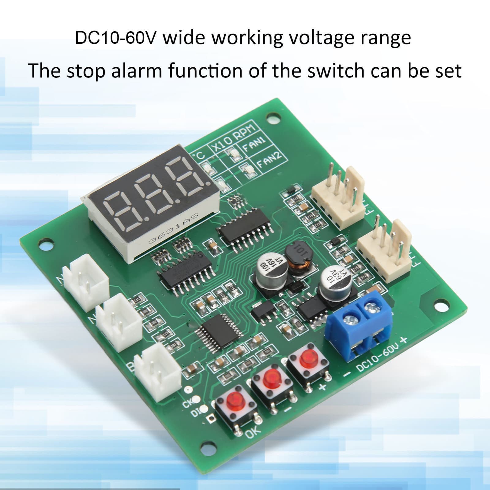 DC10‑60V 2 Channel 4 Wire Fan PWM Temperature Speed Controller Governor Module