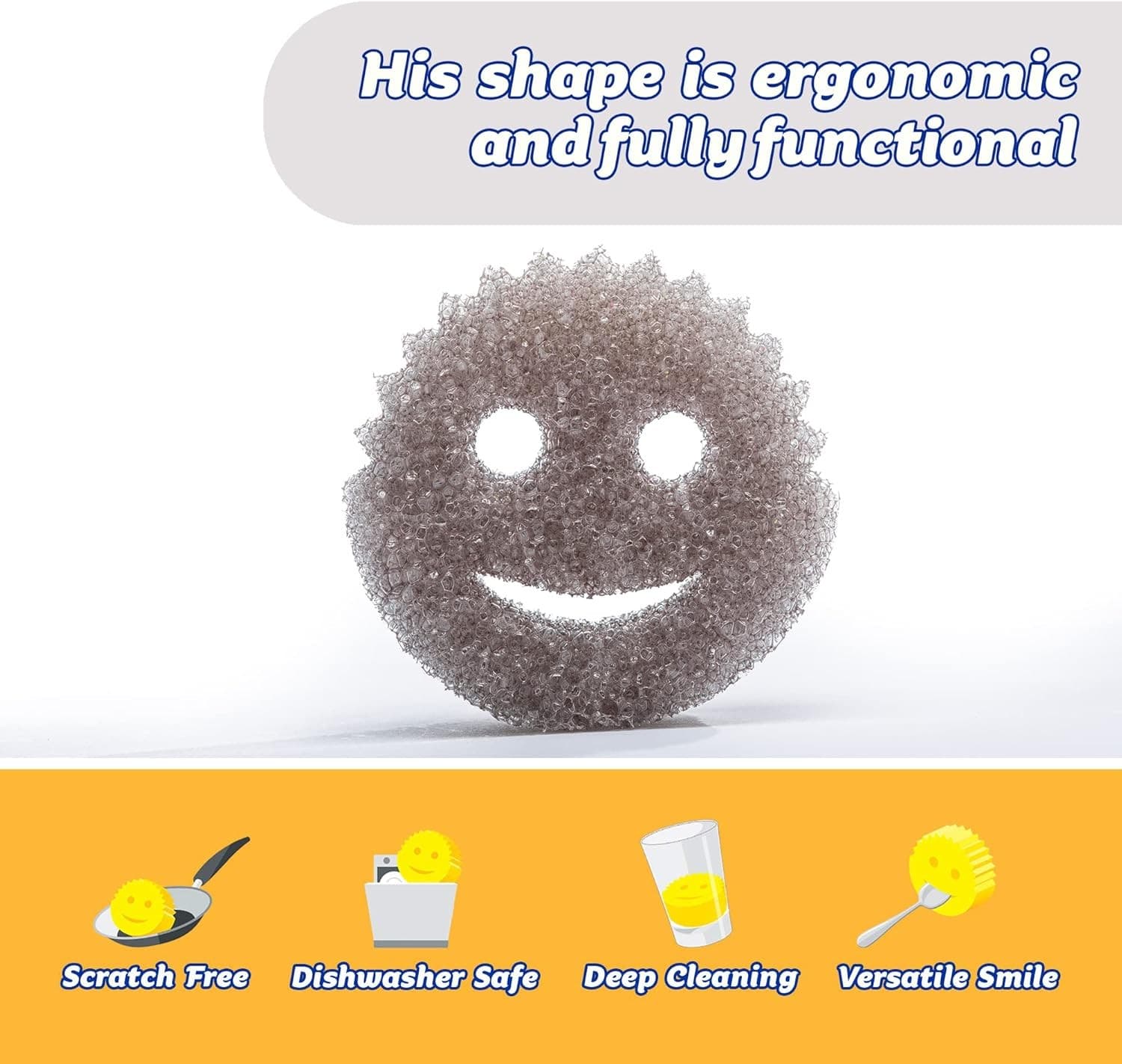 Scrub Daddy Style Dish Sponge| Smiley Face Sponges for Cleaning and Washing Up - view 2
