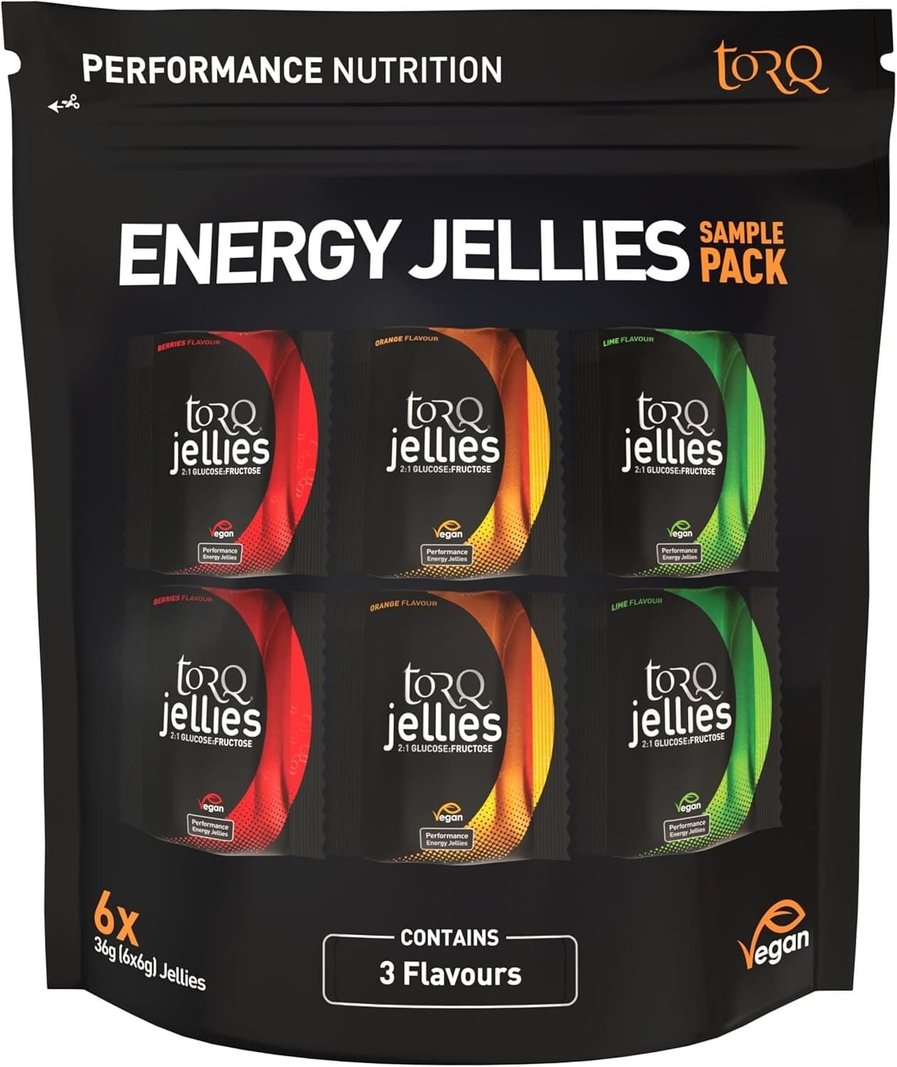 TORQ High Energy Sports Vegan Energy Jellies Sample Pack 6| Running| Cycling etc