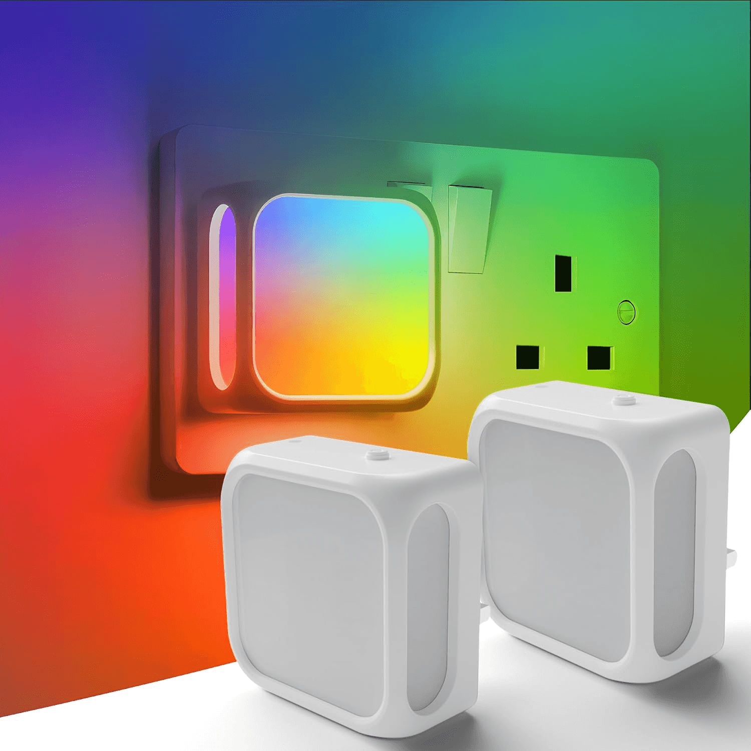 RGB Night Light Plug in Wall| with Dusk to Dawn Photocell Sensor| Warm White + C