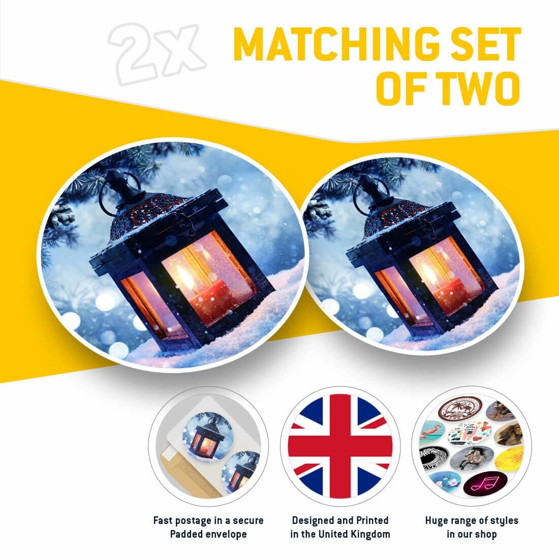 2 x Vinyl Stickers 30cm - Festive Lantern Traditional Christmas Cool Gift #16993 view 2