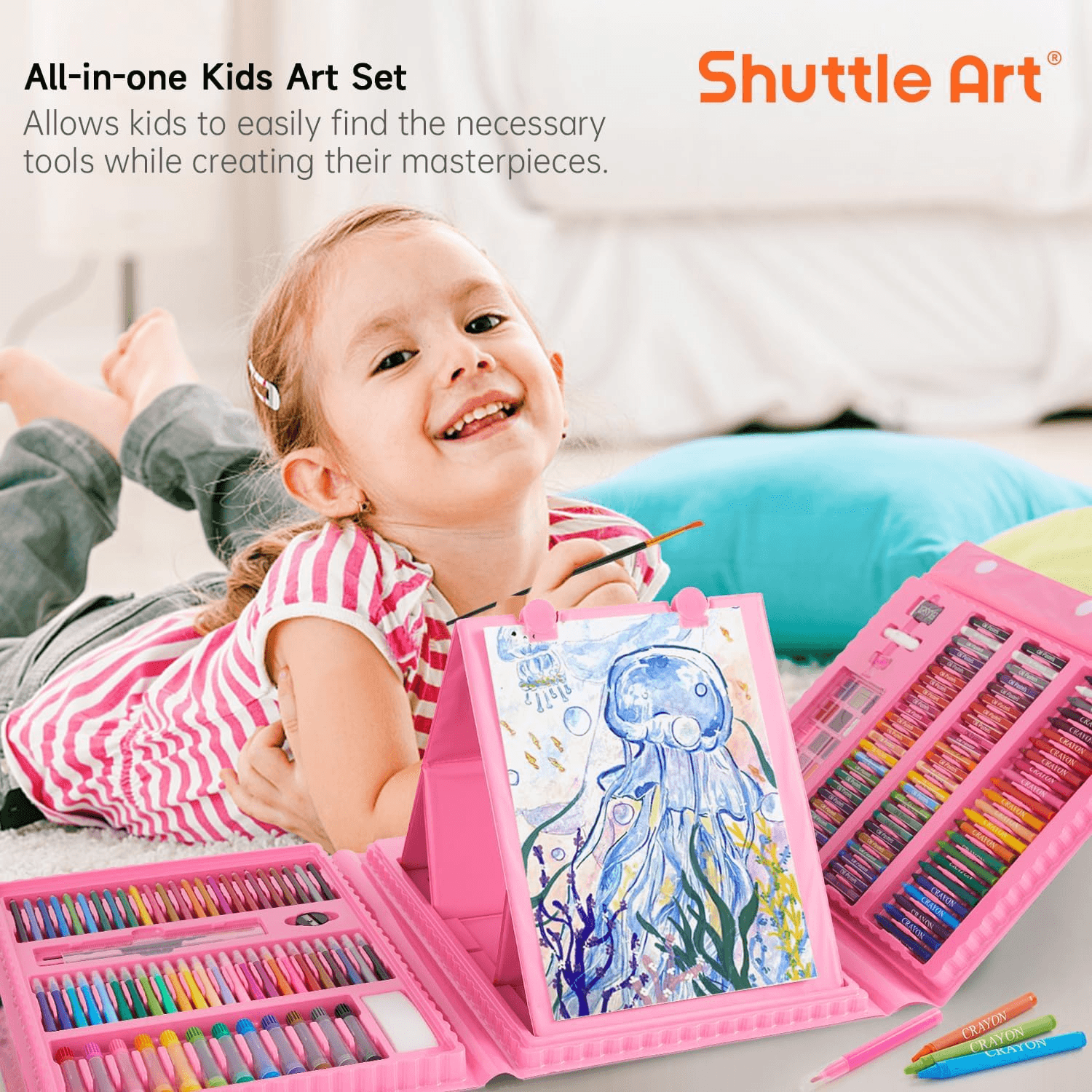335-Piece Art Set for Kids| Ages 6-12 - Includes Colouring Books| Pencils| Paste view 2