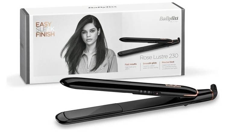 BaByliss Hair Straightener Rose Lustre Black With Digital Heat Control 2515DU