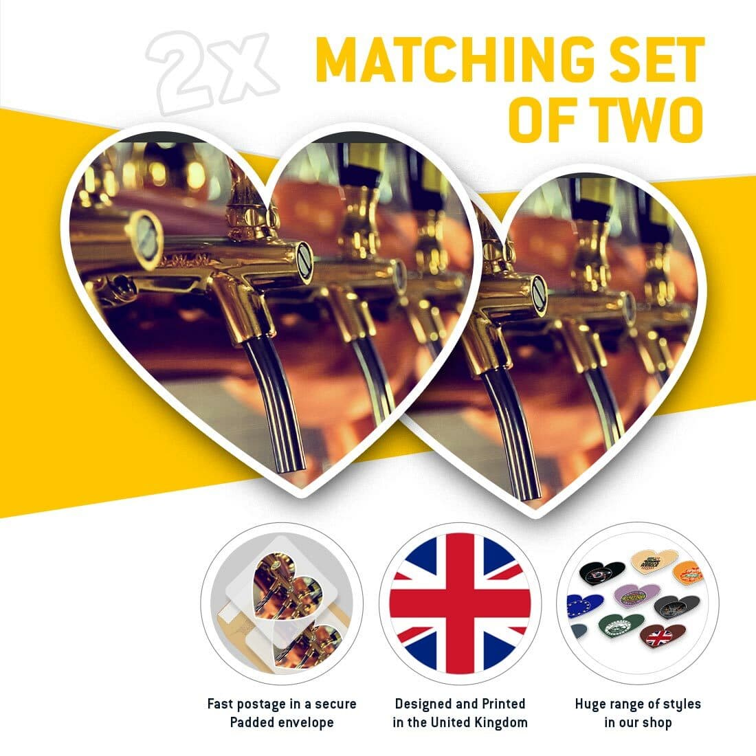 2 x Heart Stickers 15 cm - Beer Taps Bar Pub Restaurant #21215 view 2