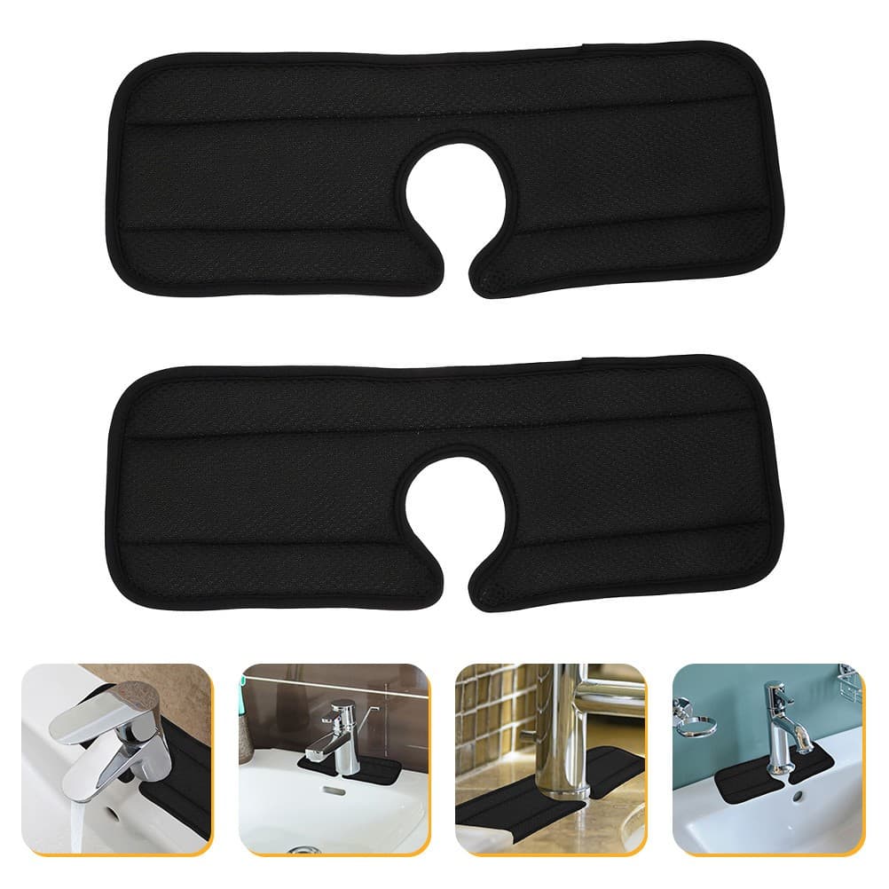 2 Pcs Faucet Splash Catchers Kitchen Sink Mats Synthetic Fiber Drip Protectors