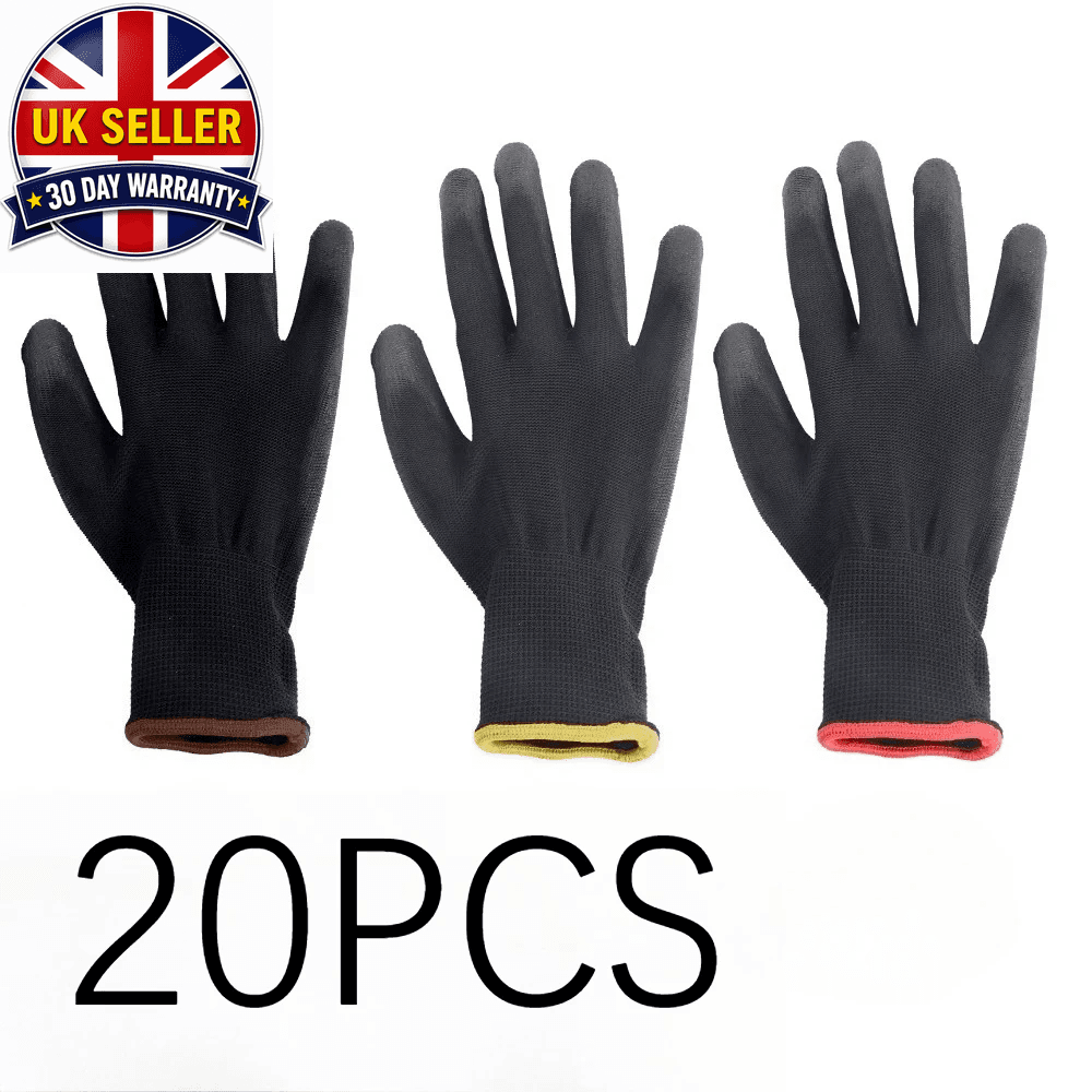 10/20PCS Coating Nylon PU Work Gloves Woodworking Non-Slip Durable Coating Nylon