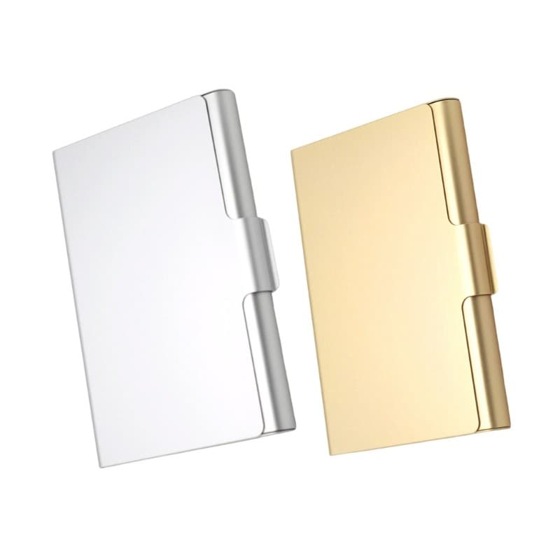 2Pcs Foldable Portable Metal Name Card Holders Business Card Organiser Case