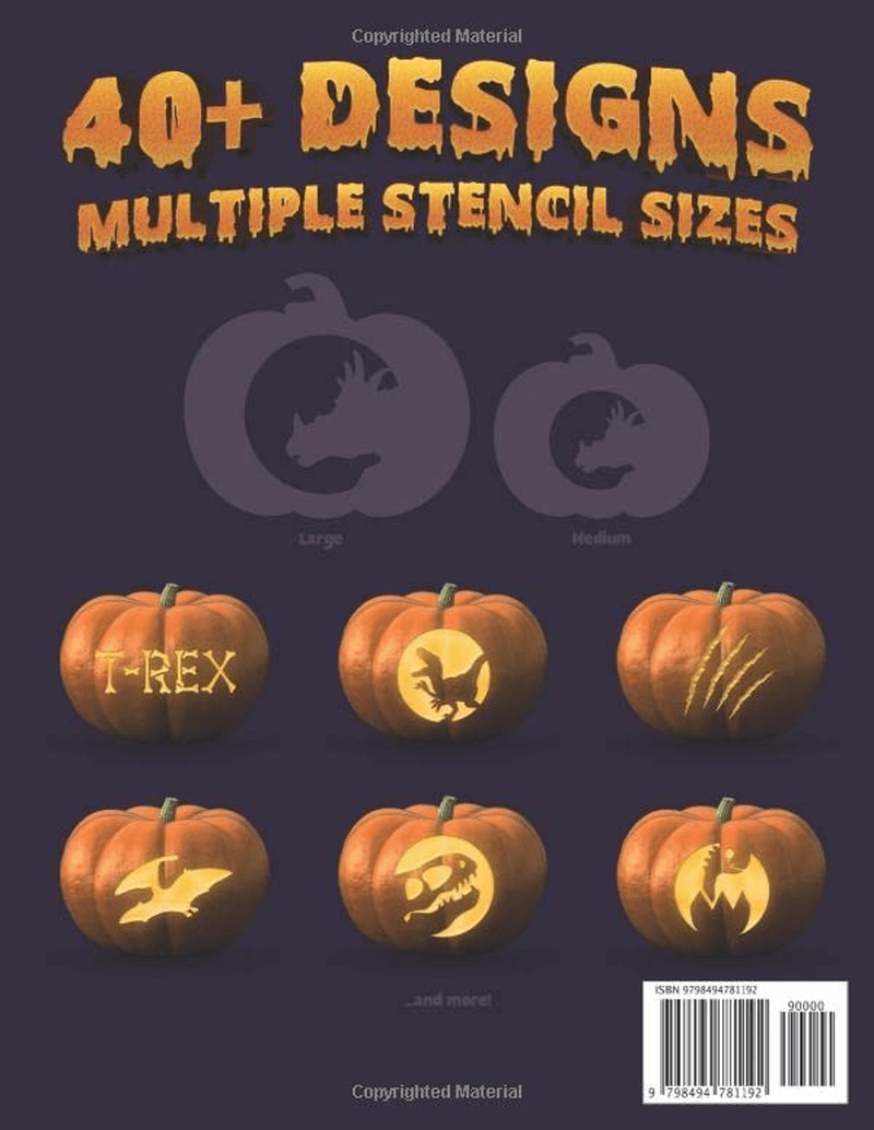 Dinosaur Pumpkin Carving Stencils: over 40 Roarsome Simple and Easy to Use Hallo view 2