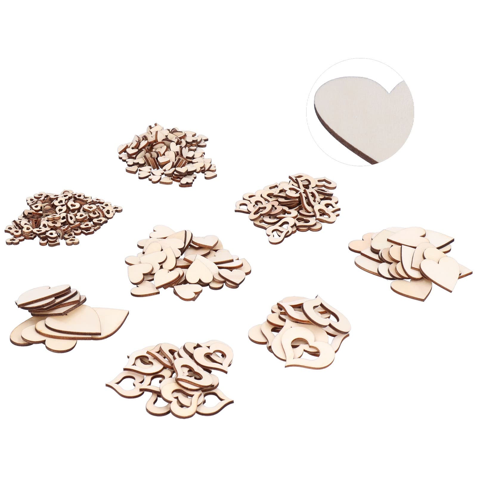 400pcs Wooden Heart Chips Romantic Wedding Crafts Decor For Parties view 2