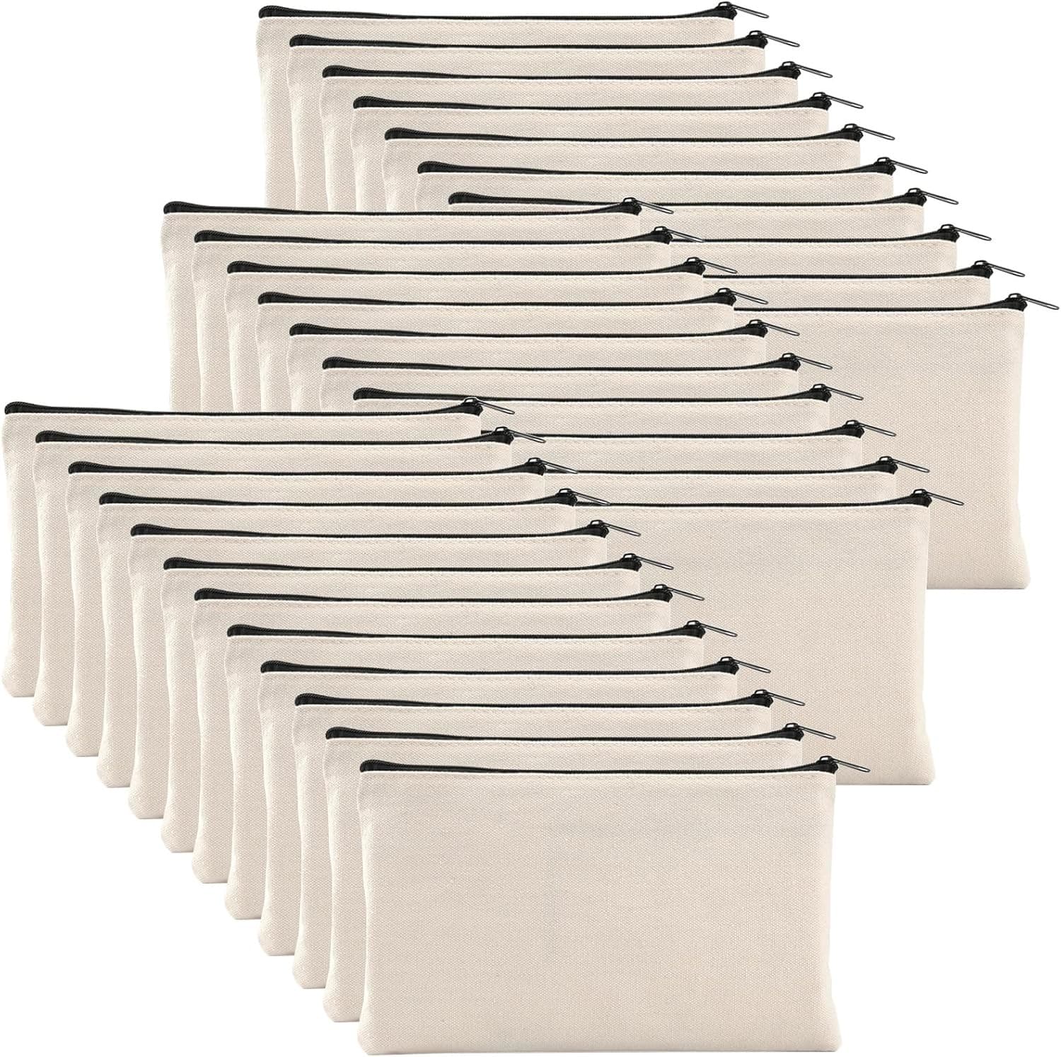 Yarlung 32 Pack Canvas Zipper Pouch,20.3cm x 12.7cm Blank DIY Craft Pen Pencil