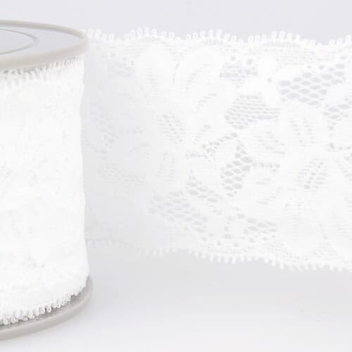 Stephanoise 55mm Stretch Lace Trim White - per metre