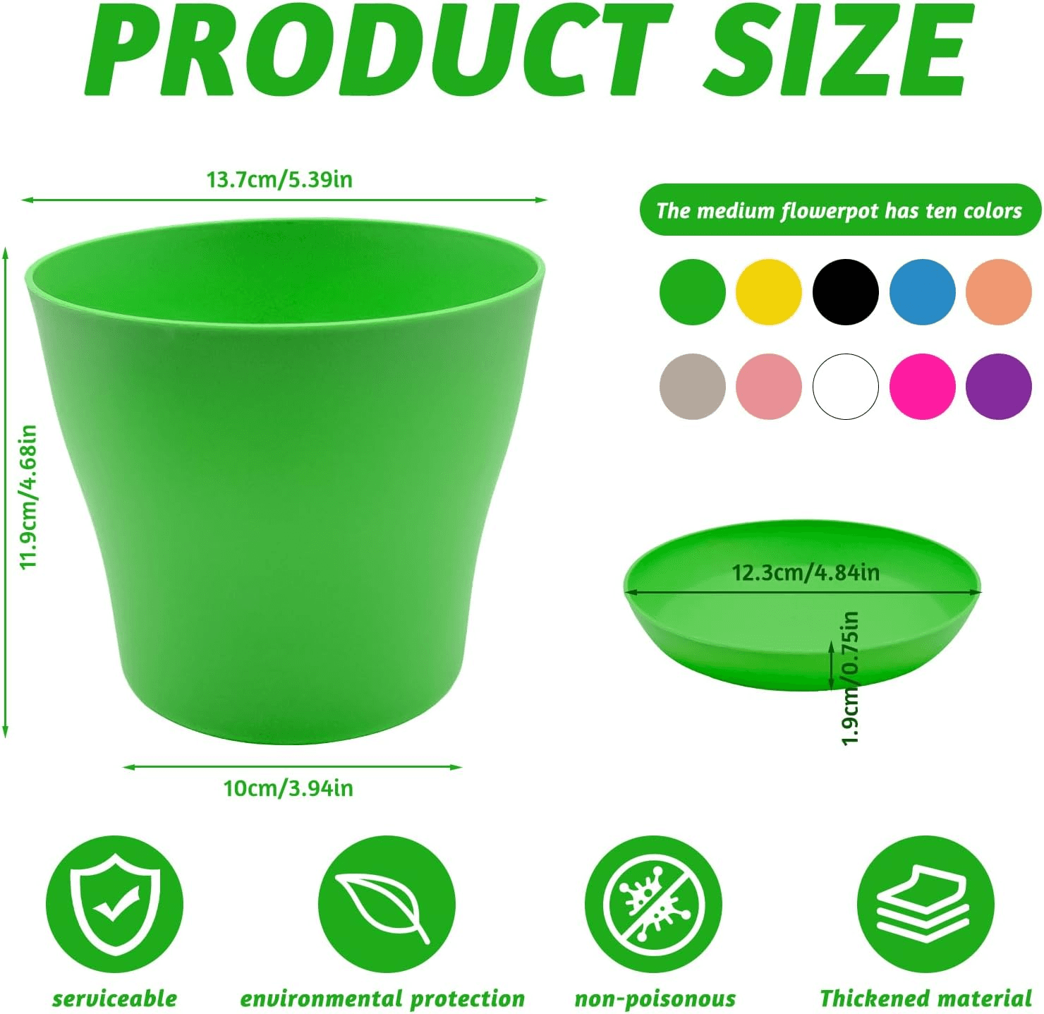 10Pcs 14Cm Small Plant Flower Pots Colorful Plastic Plant Pots Indoor Flower Pot view 2
