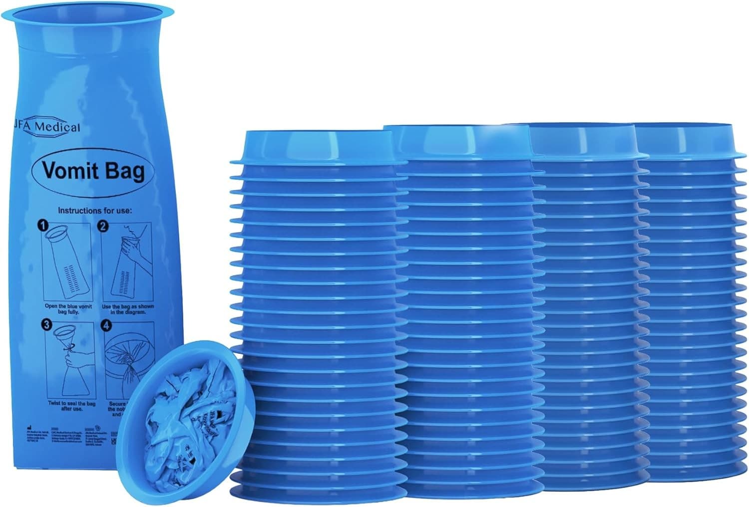 50 Blue Disposable Vomit Bags Multipack 4 Packs for Travel