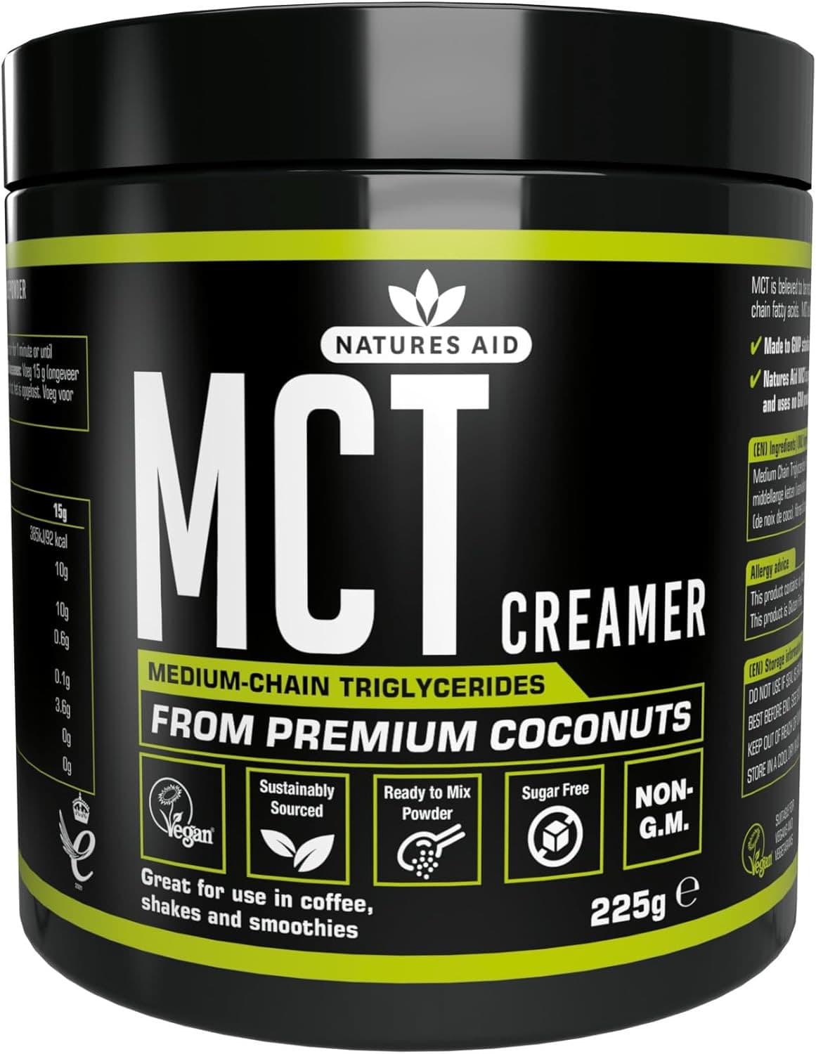 Natures Aid MCT Oil Creamer Powder - Add to Coffee Shakes Smoothies - 100 Perce