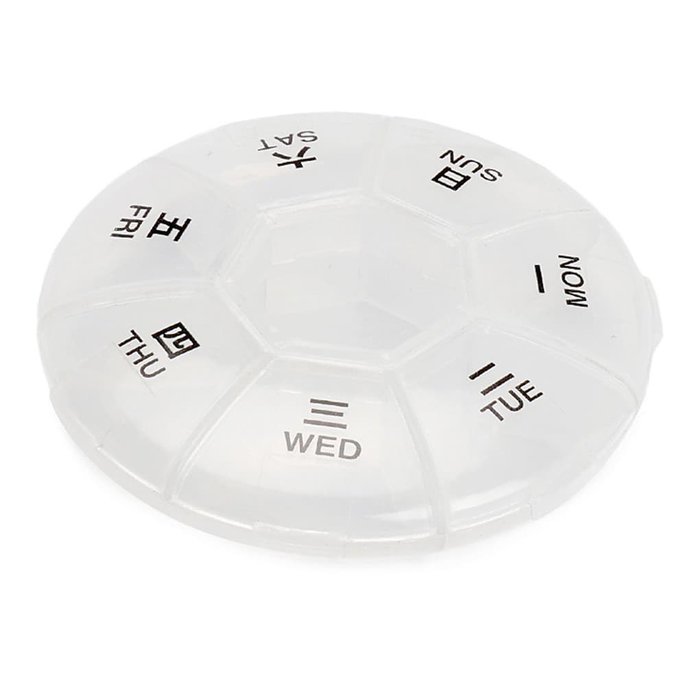 1 PCS Round Portable Pill Box Medicine Planner Small Case Weekly Pill3447