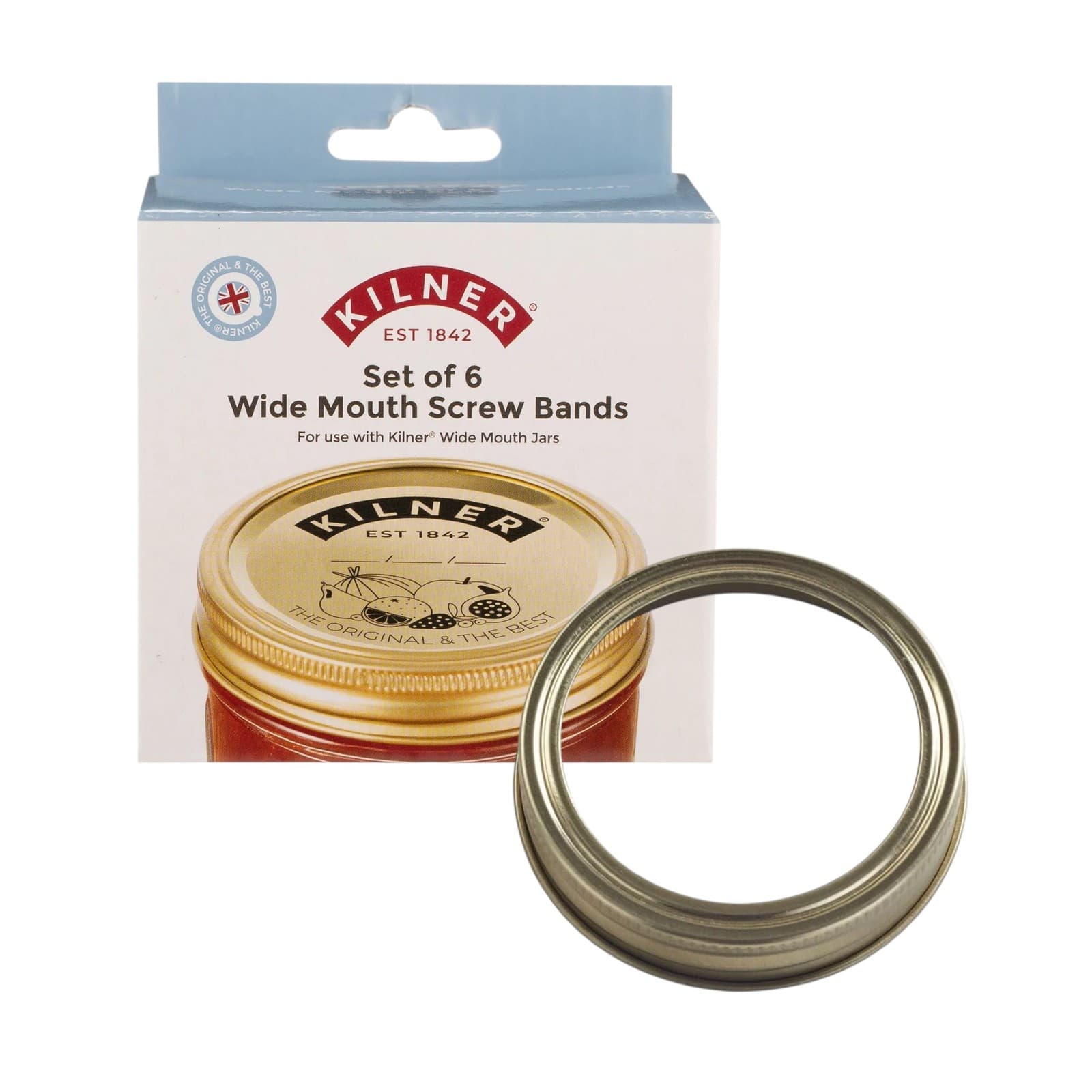 Kilner Wide Mouth Replacement Screw Bands Set Of 6 For 0.2L 0.35L 0.5 litre Jars