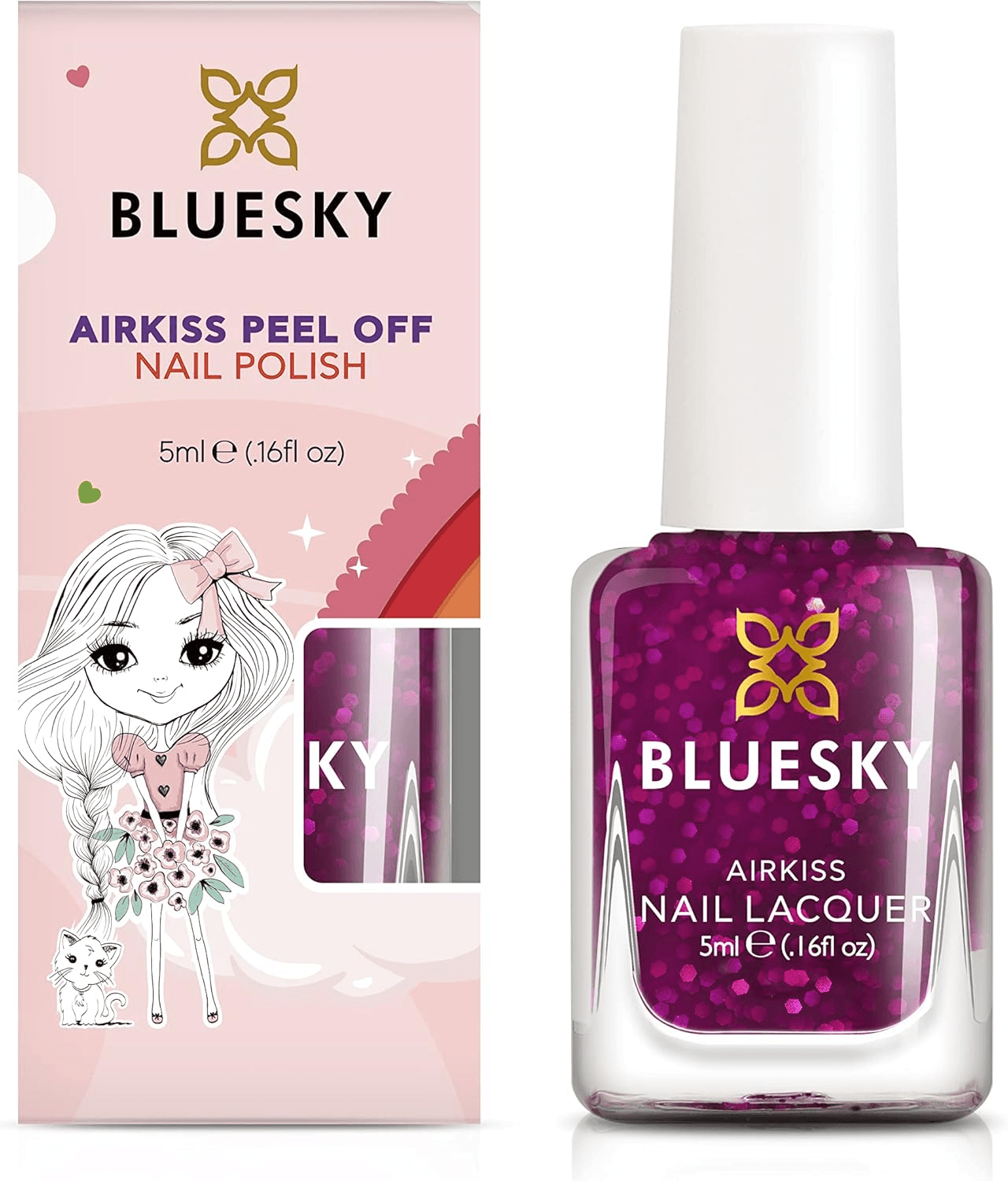Kids Nail Varnish| All That Glitters| Pink| Easy Peel-Off| Non-Toxic| Water-Base view 2