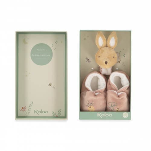 Kaloo Rabbit Slippers and Sound Bracelet Gift Set for Newborn Babies