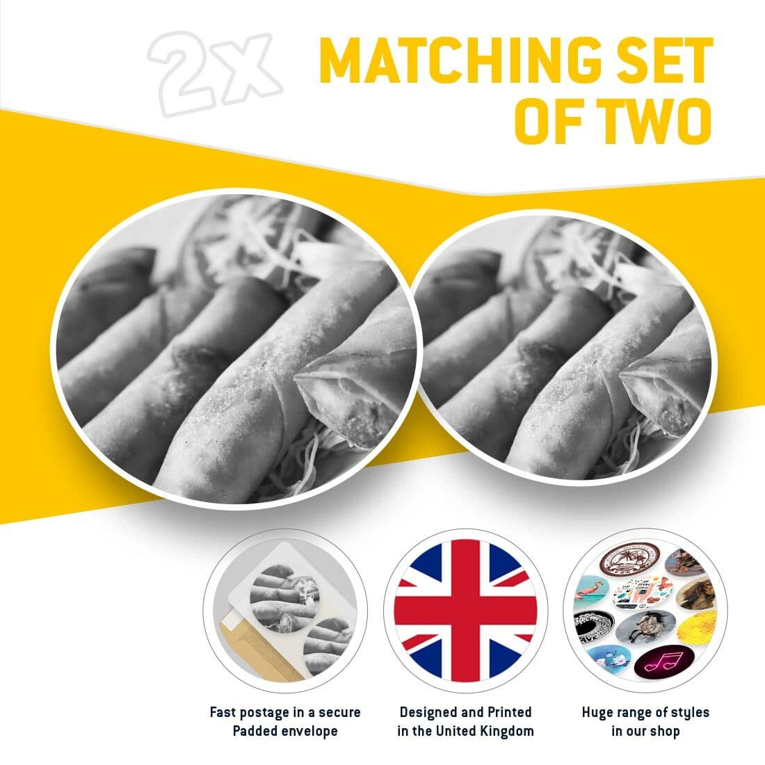 2 x Vinyl Stickers 30cm (bw) - Chinese Spring Rolls Food  #38606 view 2